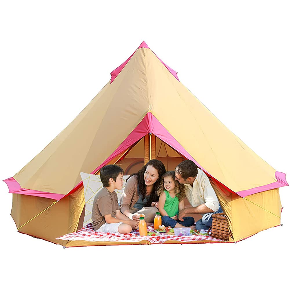 4-Season Waterproof Camping Yurt Tent - 4m Large Bell Tent for 3-10 Persons | Durable Polyester Pyramid Shelter for Outdoor Adventures, Festivals & Leisure Camping