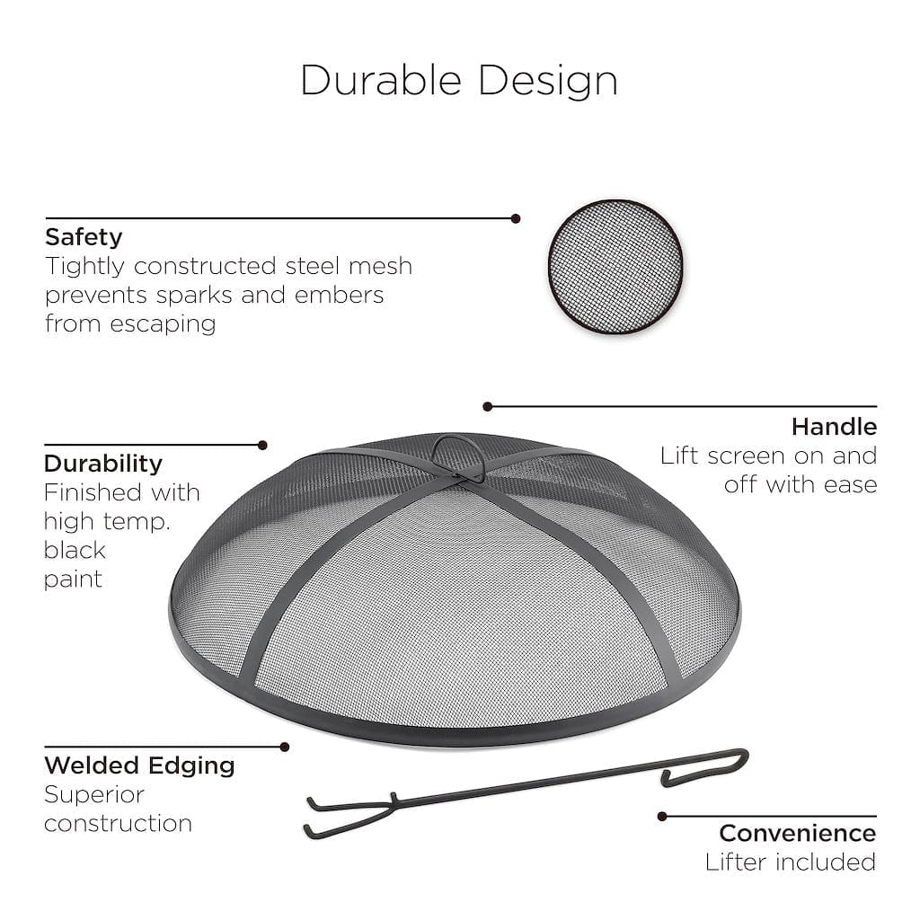 Good Directions 27 Inch Heavy Duty Spark Screen with Lifter - Fireplace Safety Cover for Wood Stoves & Outdoor Fire Pits