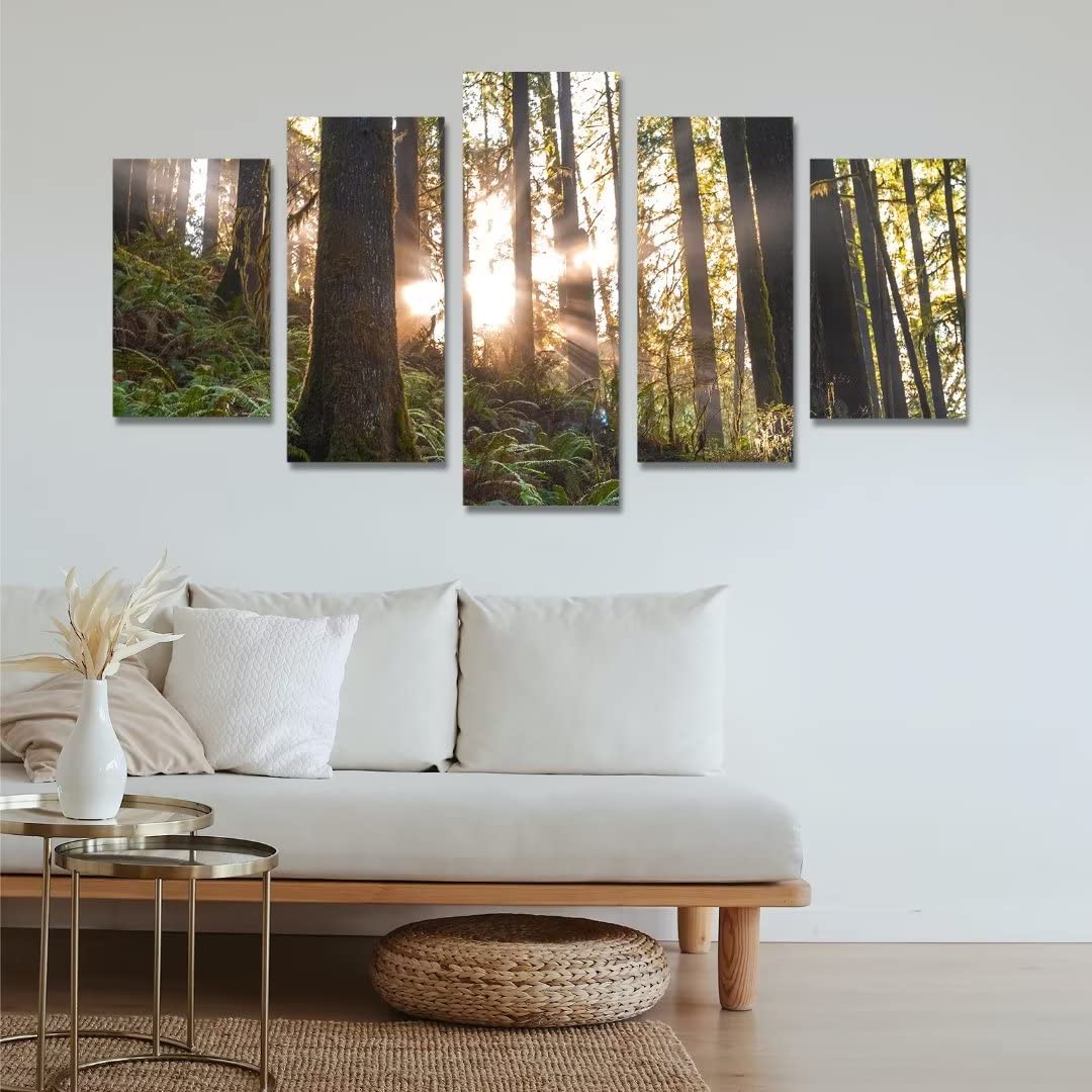 Modern Landscape Giclee Canvas Wall Art - 5 Panel Framed HD Print Painting for Living Room & Bedroom Decor | Home Office Wall Hanging | Ready-to-Hang Contemporary Artwork for Housewarming Gift & Interior Design