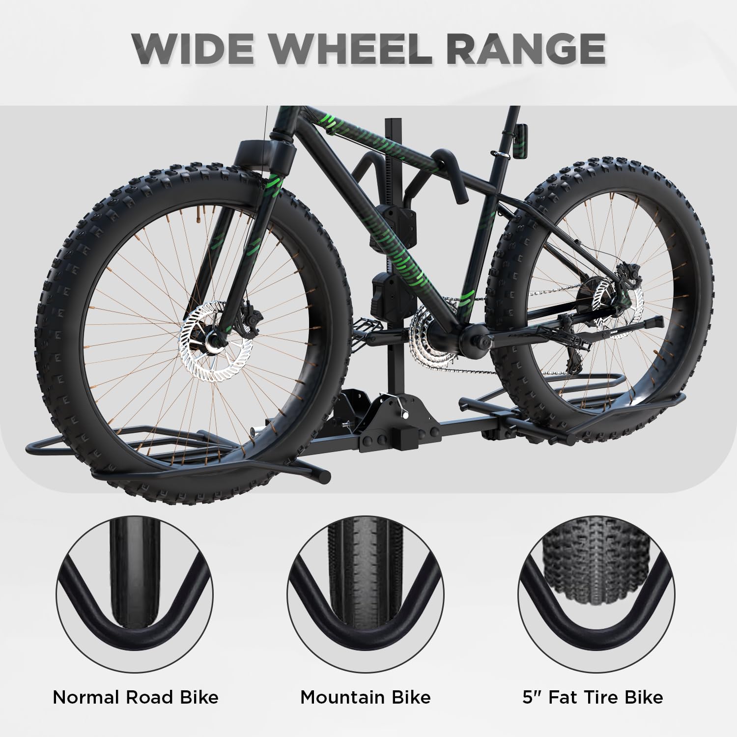 Heavy Duty 2-Bike Hitch Rack for E-Bikes & Fat Tire Bicycles - 160 lbs Capacity, Wobble-Free Smart Tilting Folding Design - Fits 2-Inch Receiver - Perfect for Road Trips, Camping & Outdoor Adventures