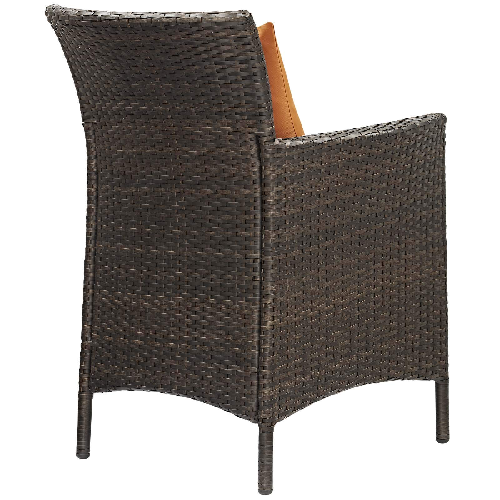 Modway EEI-3892-BRN-ORA-SET 5-Piece Outdoor Patio Dining Set - Weather-Resistant Brown & Orange Wicker Furniture for Garden, Backyard, Poolside - Includes Table & 4 Chairs