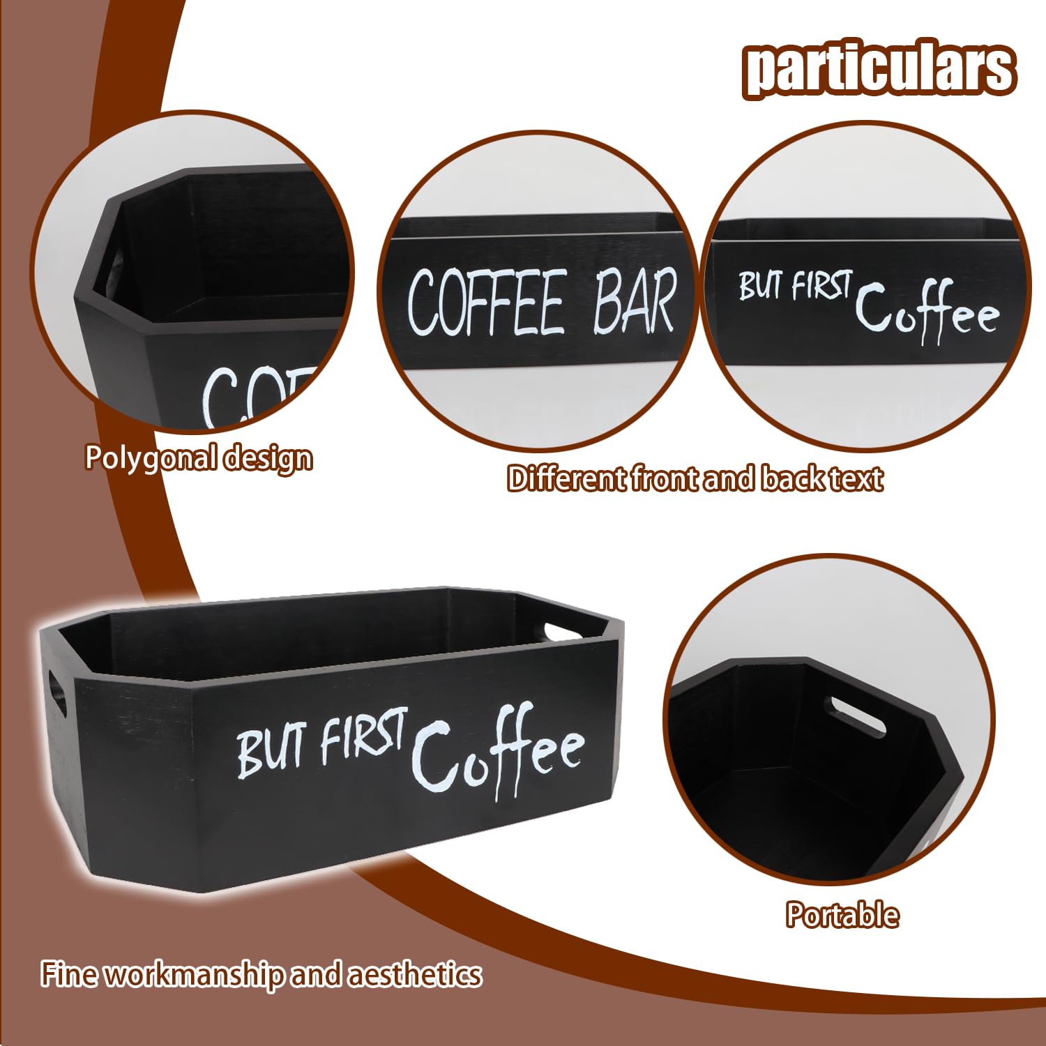 Farmhouse Style Coffee Station Organizer - Zimso Countertop Coffee Bar Organizer with Pod Holder for Keurig K-Cups & Accessories Storage | Perfect for Coffee Lovers, Home Kitchen Decor & Coffee Bar Display (Black Polygon)