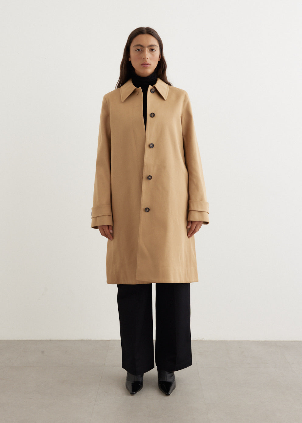 Elegant A-Line Car Coat in Caramel Brown - Women's Stylish Outerwear for Fall & Winter | Perfect for Office, Dating & Casual Outings
