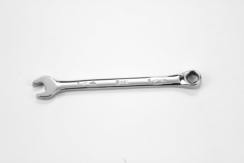 1/4 Inch 6-Point Fractional Regular Combination Chrome Wrench - Perfect for Automotive Repairs, Plumbing, and DIY Projects