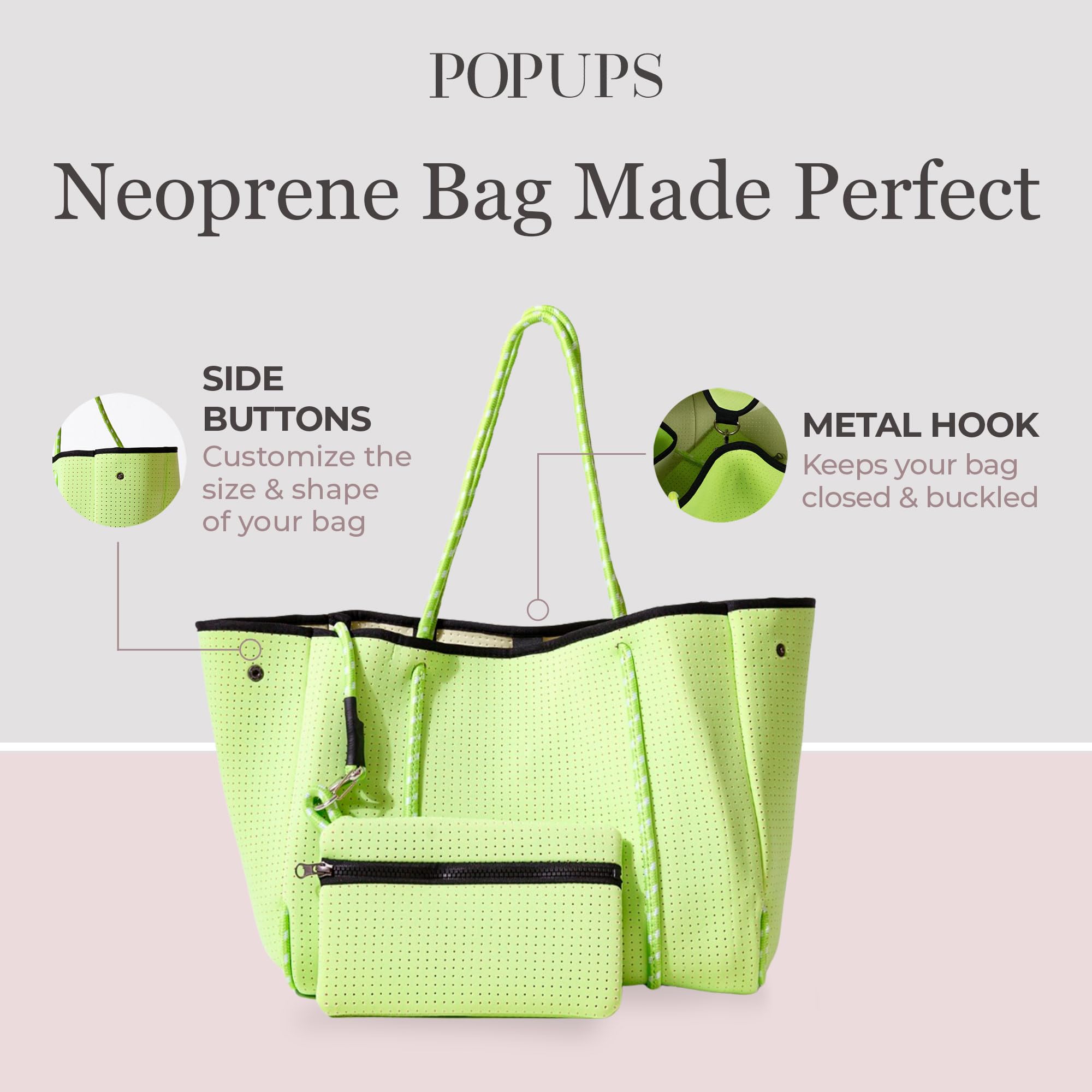 Stylish Large Neoprene Tote Bag for Women - Water-Resistant Designer Handbag with Multiple Pockets & Zipper Pouch - Perfect for Work, Travel, Beach & Everyday Use