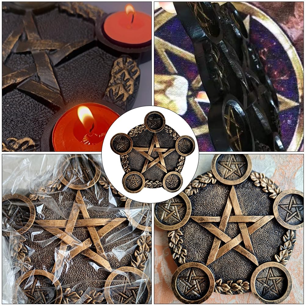 NUOBESTY Star Candle Holder - Astrology Pentacle Altar Plate, Resin Tealight Holder Tray for Witchcraft, Wiccan & Tarot Rituals - Perfect for Meditation, Home Decor & Spiritual Ceremonies