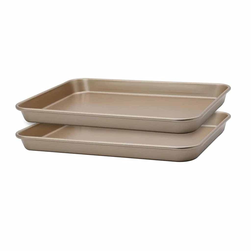 OIPYI 2-Piece Carbon Steel Baking Sheet Set - Nonstick Cookie & Cake Pans for Baking, Roasting, Cooking (32.5x23.5x3cm) - Perfect for Home Kitchens, Bakeries & Holiday Baking