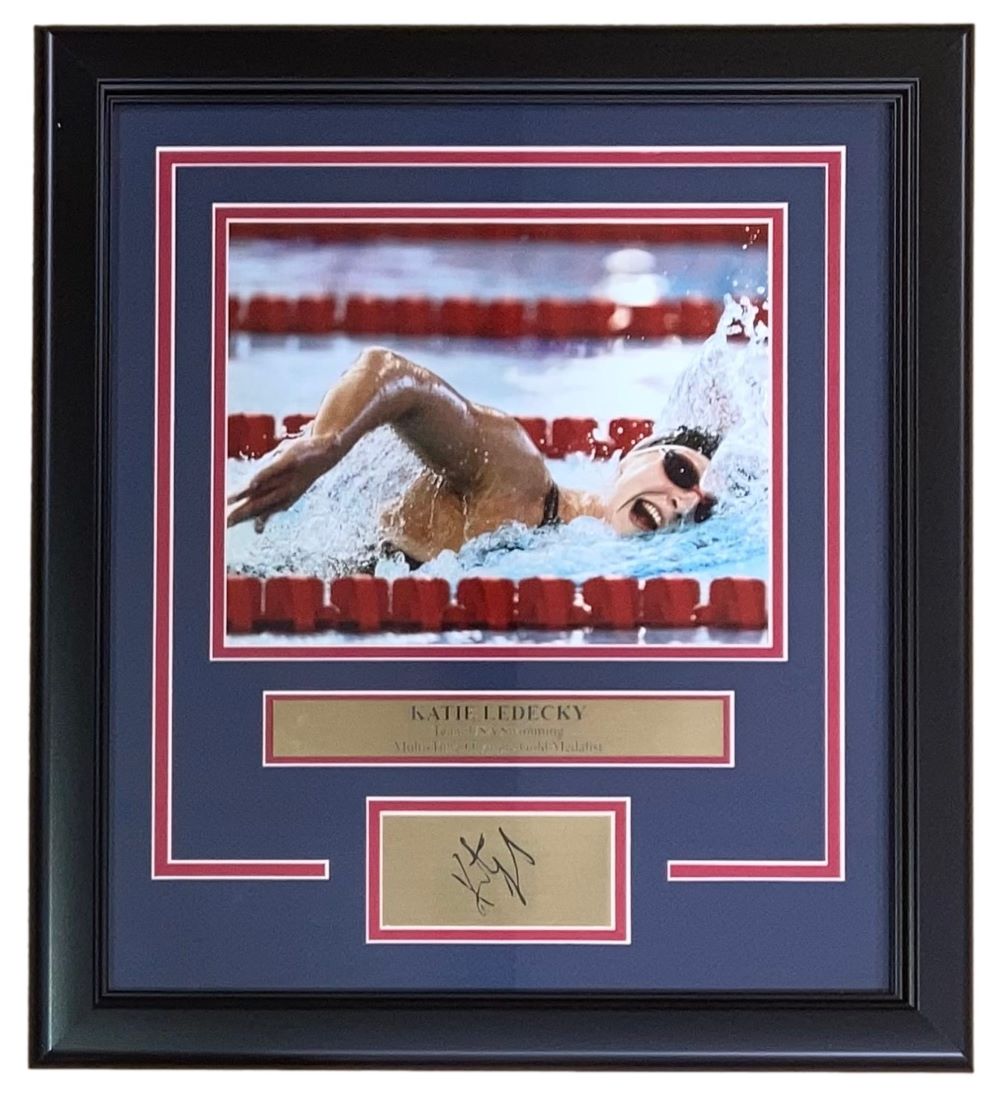 Katie Ledecky Framed 8x10 USA Swimming Photo with Laser Engraved Signature - Authentic Collectible for Sports Fans, Home & Office Decor