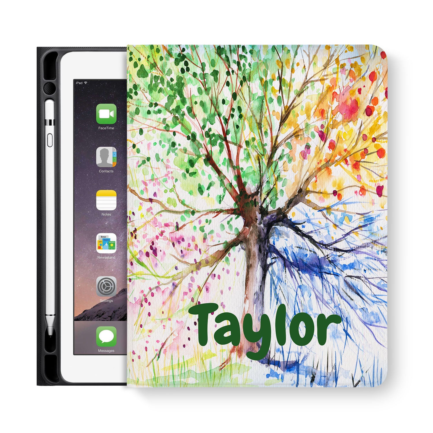 Watercolor Flower iPad Folio Case - Slim Protective Cover for iPad 6/7/8/9/10.2 Inch | Perfect for Work, School & Travel