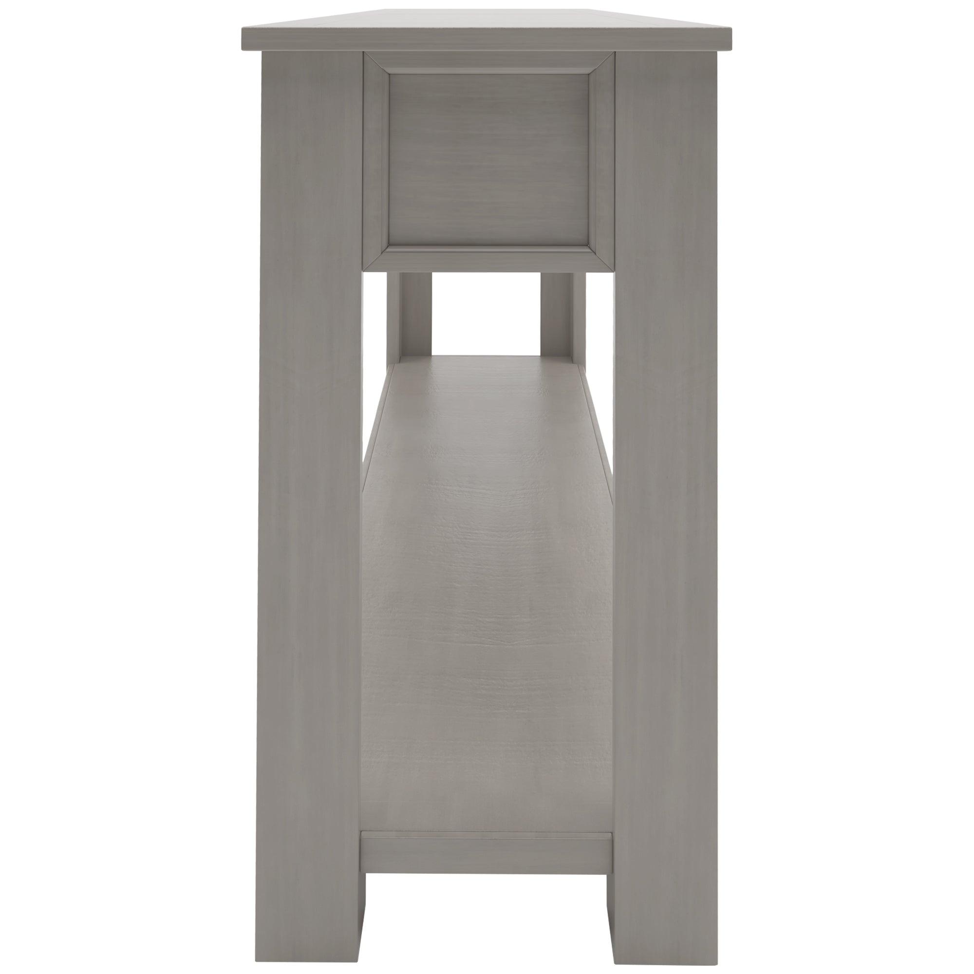 Gray Wash Console Table with Storage Drawers & Bottom Shelf - Entryway Sofa Table, Hallway Organizer for Keys, Mail & Decor | Perfect for Small Spaces & Apartment Living