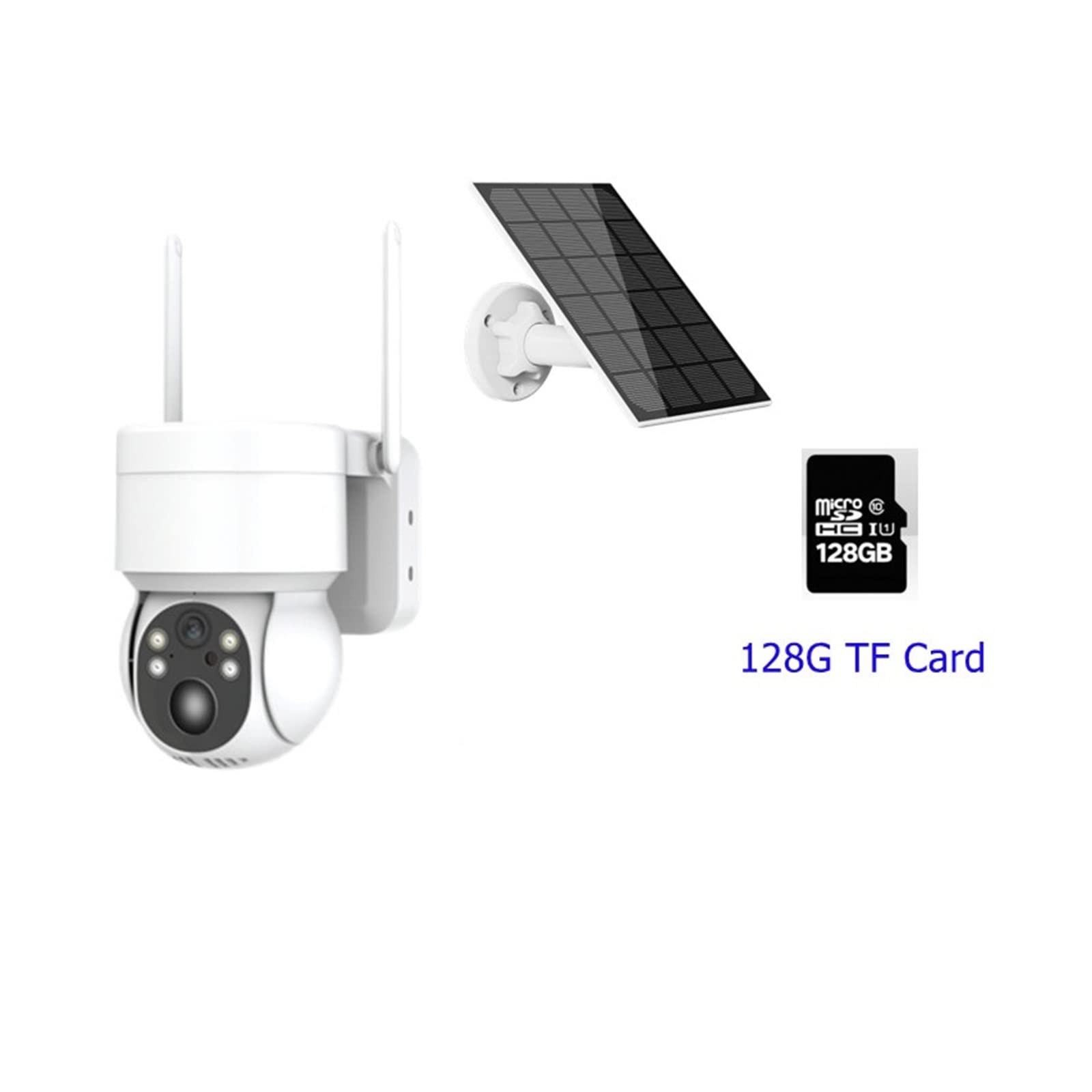 MZZYG 4MP Solar Security Camera Outdoor - Wireless PTZ WiFi CCTV with Rechargeable Battery & 128GB SD Card - Weatherproof Night Vision for Home, Yard, Garage Surveillance