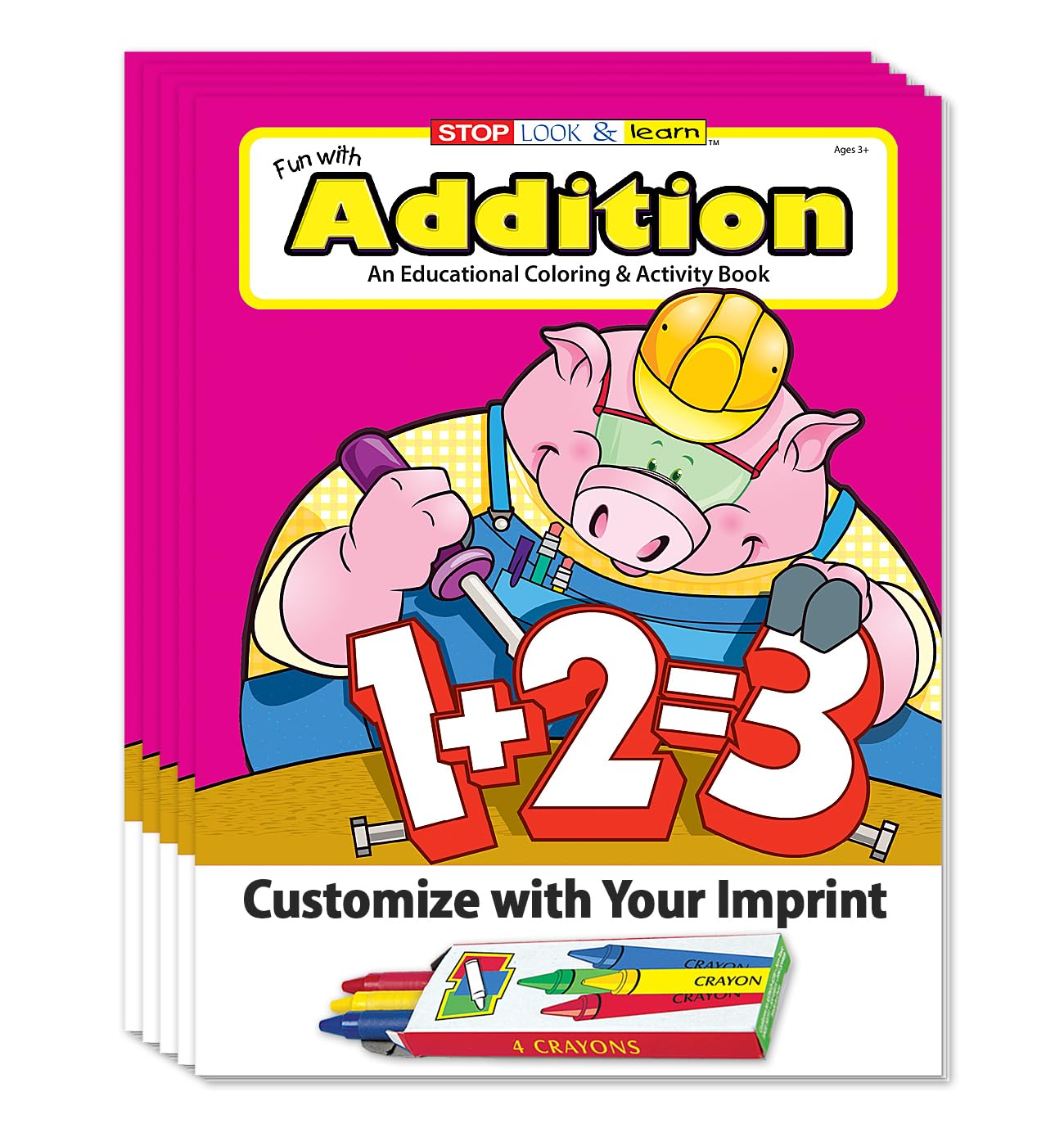 ZOCO Custom Educational Addition Coloring Books - 250 Bulk Pack with Crayons | Preschool Math Learning Activities, Games & Puzzles for Kids | Perfect for Classroom, Homeschool & Birthday Party Gifts
