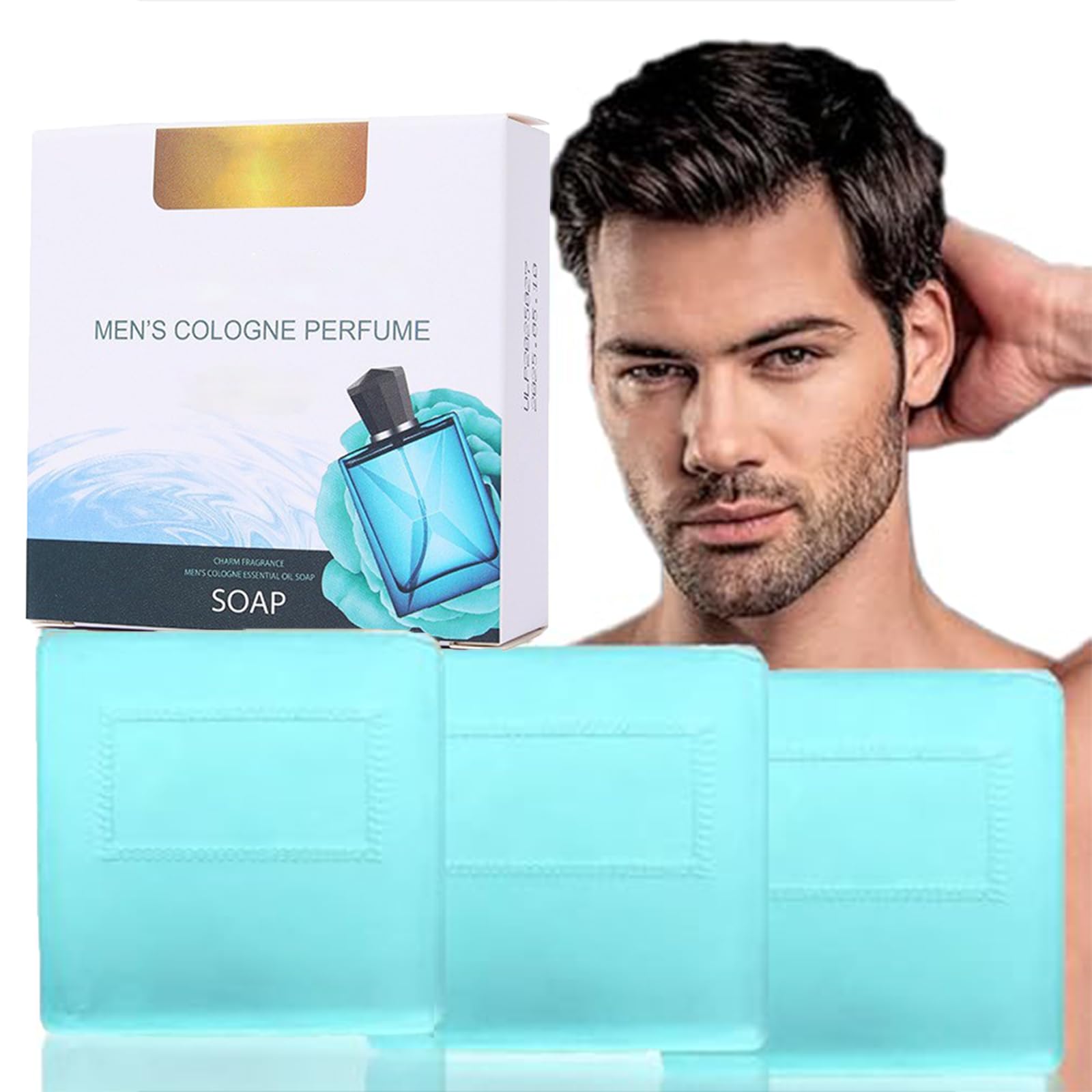 Premium Men's Cologne Essential Oil Soap - Natural Pheromone Bar Soap with Cologne Scent for Men - Moisturizing Body Wash & Skin Care Gift Set (3 Bars) - Perfect for Daily Shower, Gym, Travel & Grooming Routine