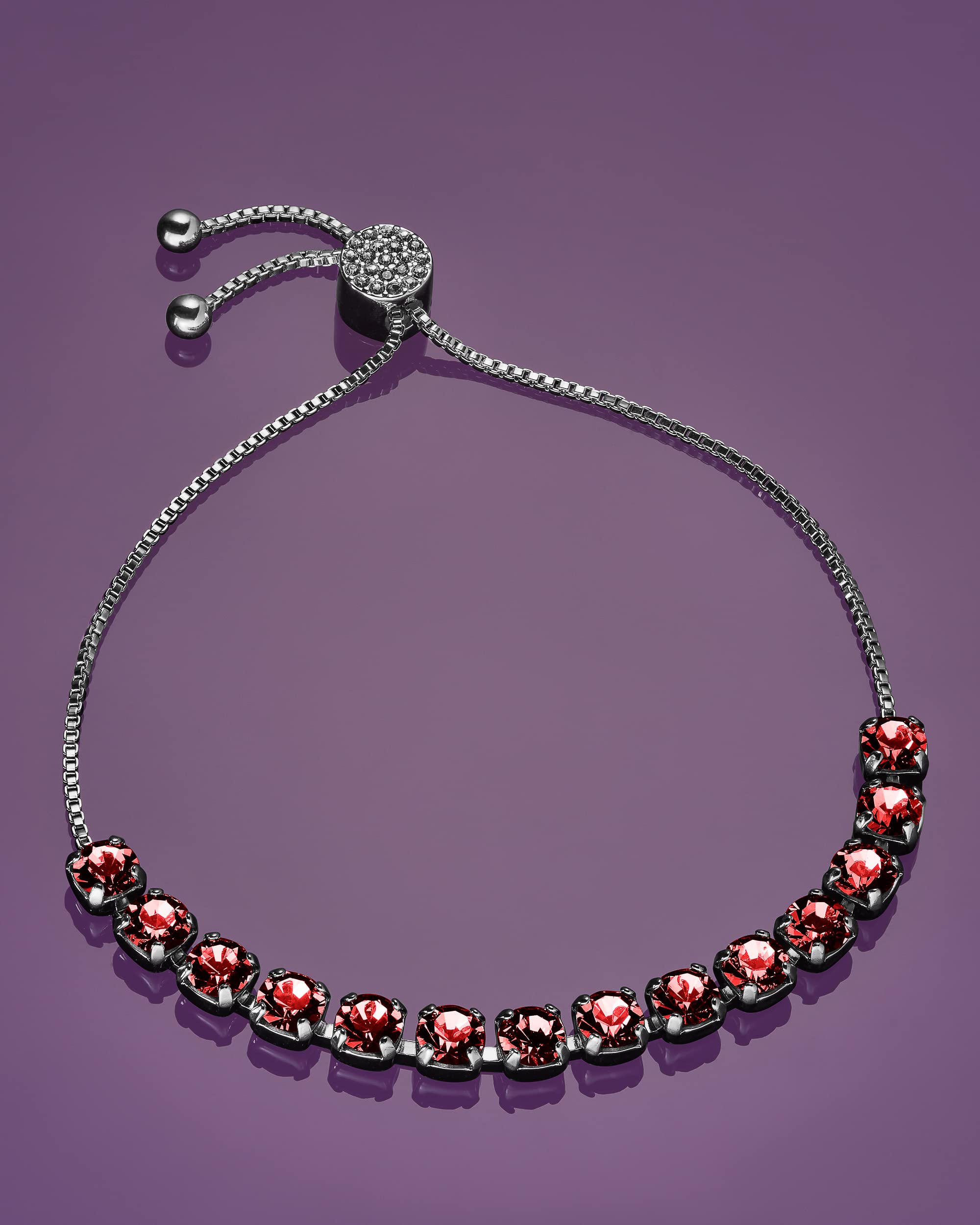 INSPIRED VOICES Adjustable Lariat Tennis Bracelet for Women - Sparkling Rhinestone Cuff Bracelet in Blue, Pink, Purple | Perfect for Parties, Weddings & Everyday Elegance