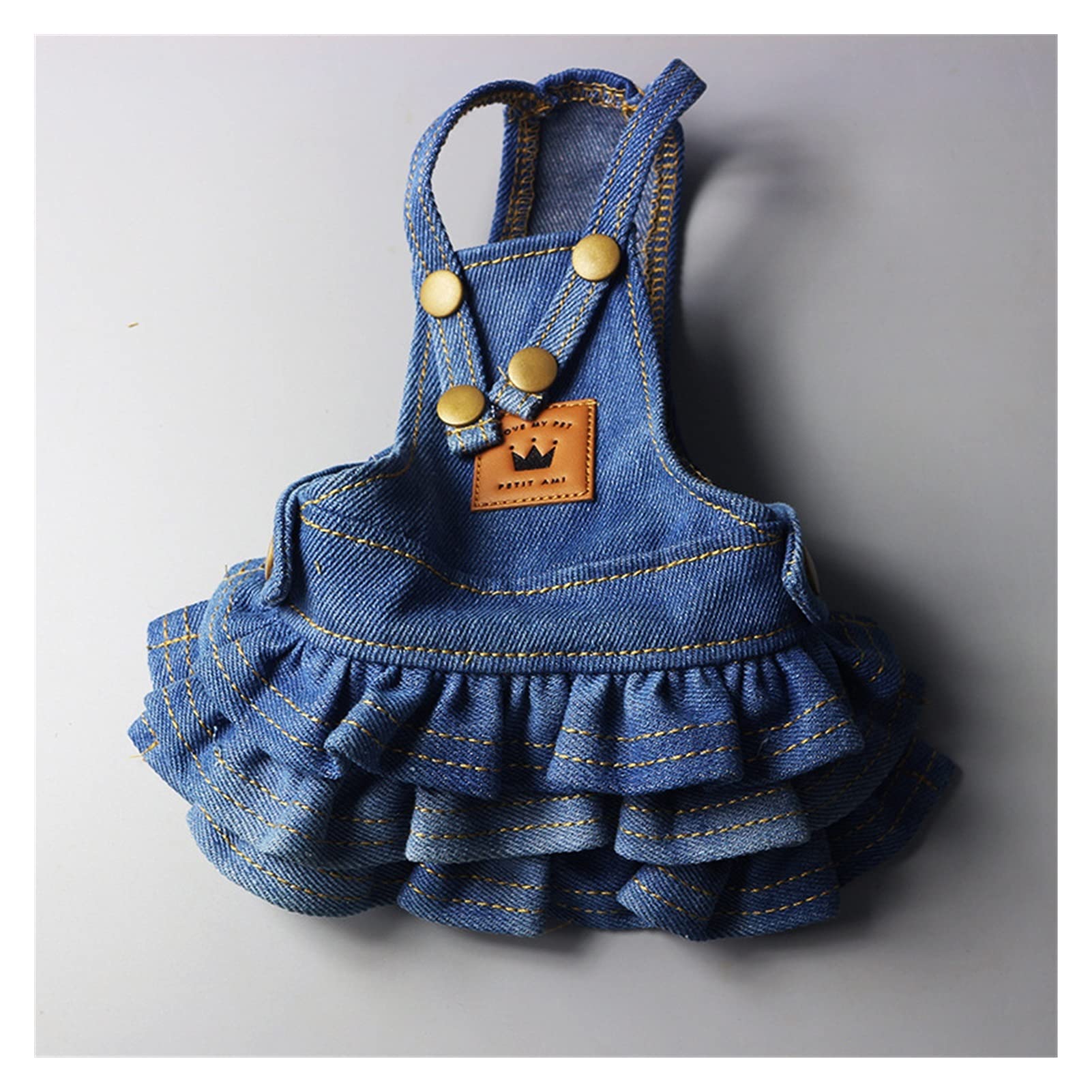 Stylish Denim Dog Jumpsuit - Dark Blue Pet Dress for Small & Medium Dogs - Perfect for Puppy Fashion, Couple Outfits & Outdoor Adventures (Size: Medium)