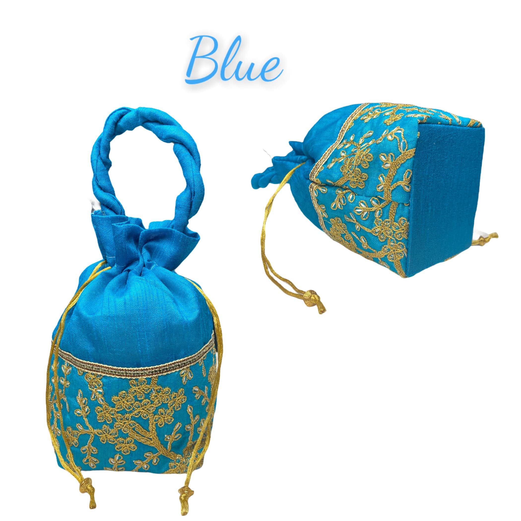 LOVENSPIRE Designer Zari Potli Bags for Women - Indian Ethnic Handcrafted Purse (Pack of 3) for Eid Gifts & Pooja Favors