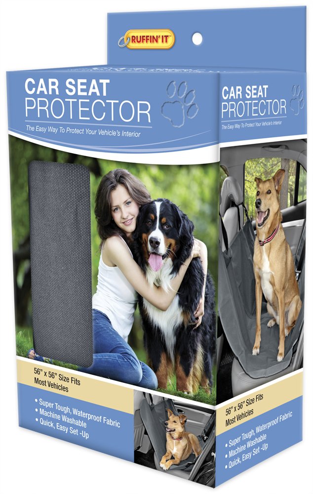 Ruffin' It Pet Car Seat Protector - Durable & Waterproof Dog Seat Cover for Cars, Grey - Perfect for Travel, Road Trips & Daily Commutes