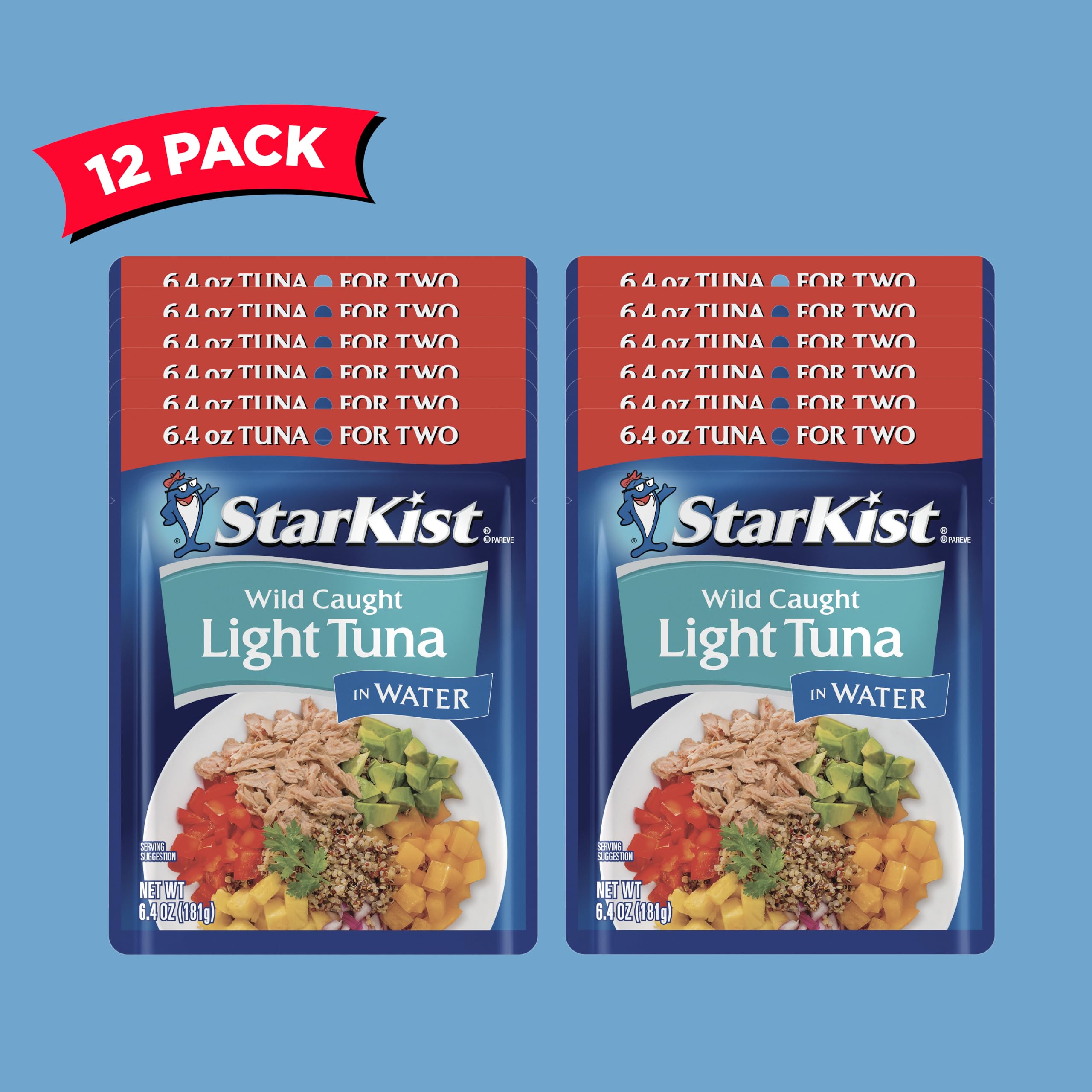 StarKist Chunk Light Tuna in Water - 6.4 Oz Pouch (Pack of 12) | High Protein, Low Mercury, Wild Caught | Perfect for Salads, Sandwiches & Emergency Food Storage