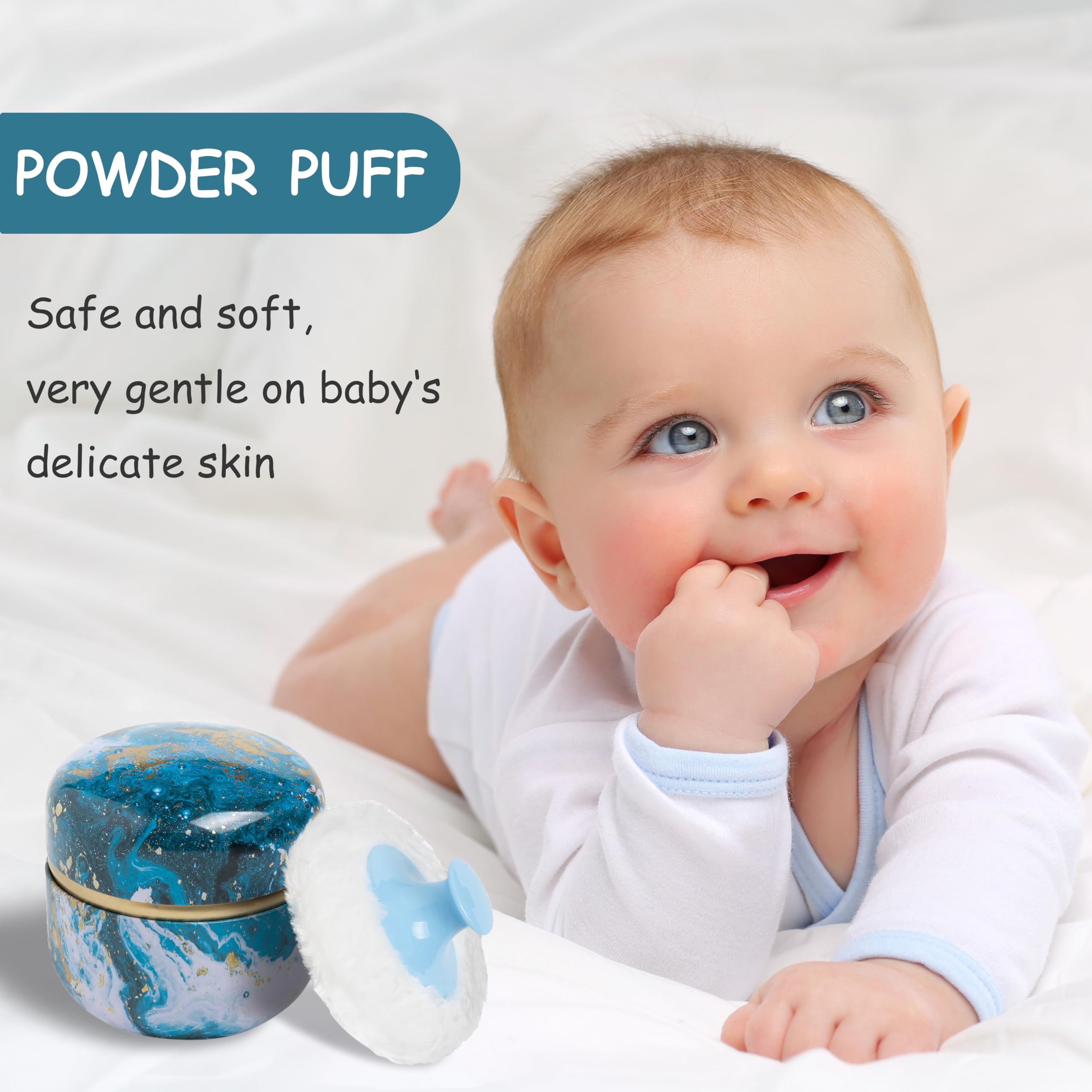 Premium Powder Puff & Loose Powder Container Set for Baby & Women - Travel-Friendly Body Dusting Powder Case with Soft Puff - Perfect for Makeup Touch-Ups & On-the-Go Use (Vast Universe Design)