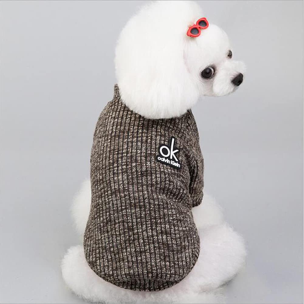 Soft & Warm Knitted Dog Sweater for Small Dogs - Winter Pet Clothes for Puppies, Girls & Boys (Brown, XL) - Cozy Outfit for Indoor & Outdoor Activities