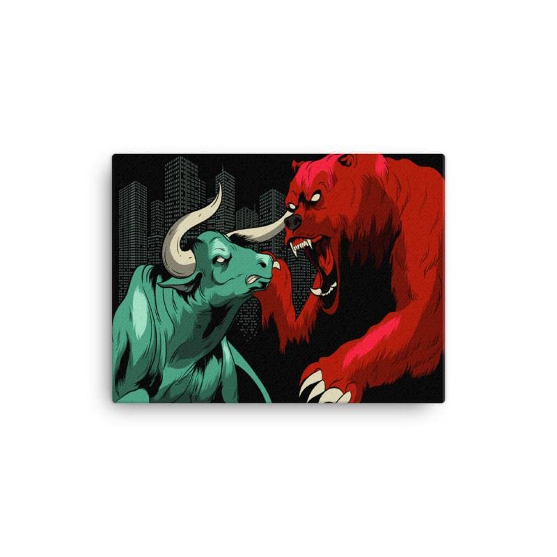 Bull vs Bear Wall Street Trading Art - Unique Stock Market Gift for Investors & Traders - Perfect for Home, Office Decor & Finance Enthusiasts