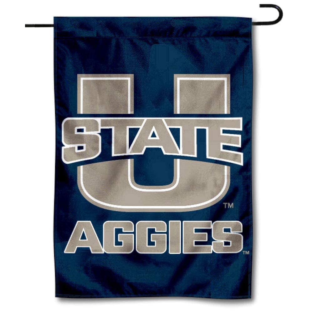 Utah State University Garden Flag & USA Flag Pole Holder Set - Durable Outdoor College Banner Display for Porch, Yard, and Campus Decor