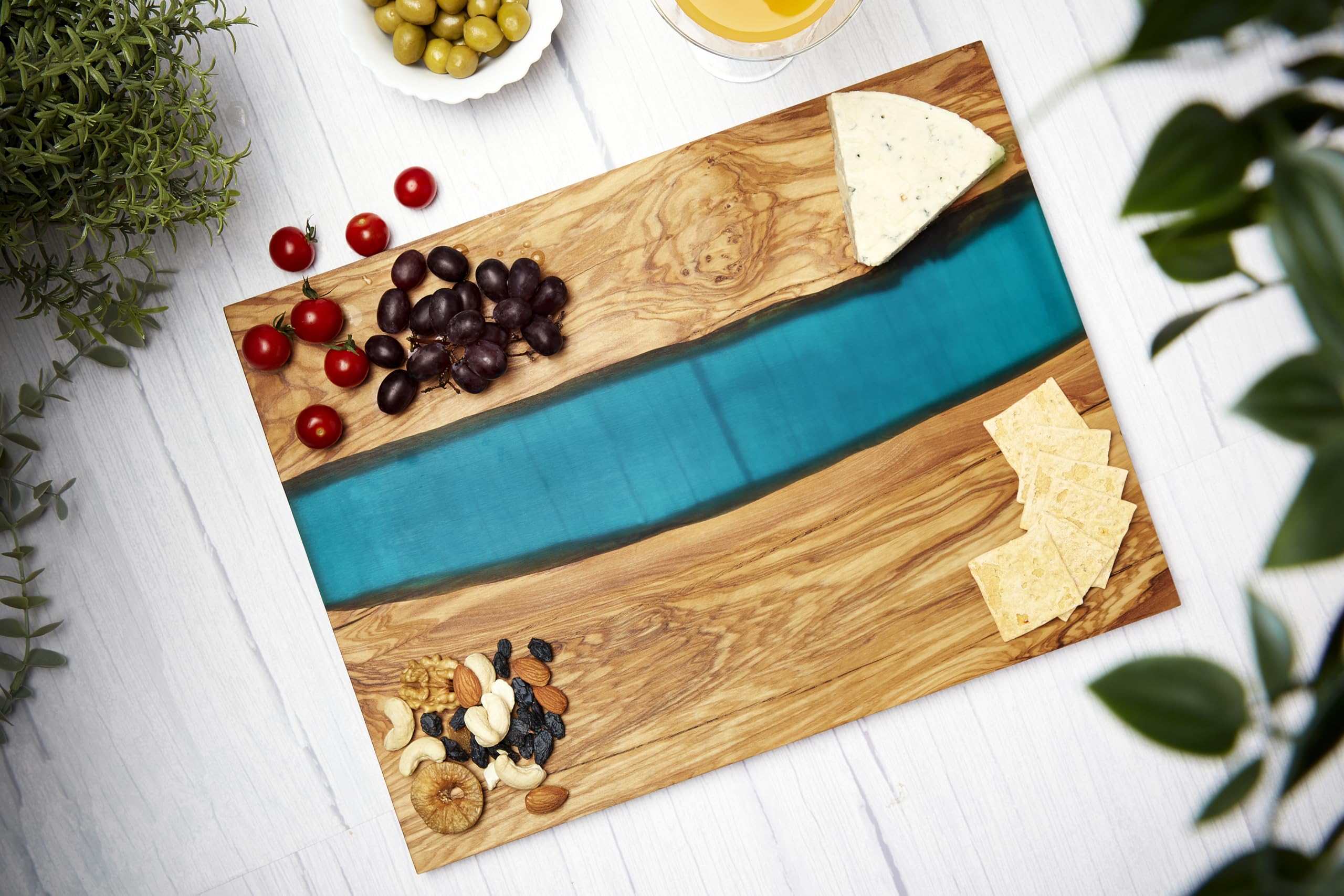 Makerflo 10-Piece Olive Wood Resin Cutting Board Set for DIY Crafting - Laser Engraving, Epoxy, UV DTF & Vinyl Projects | Durable Wooden Chopping Block with Mineral Oil Coating | Perfect for Kitchen, Home Decor & Personalized Gifts