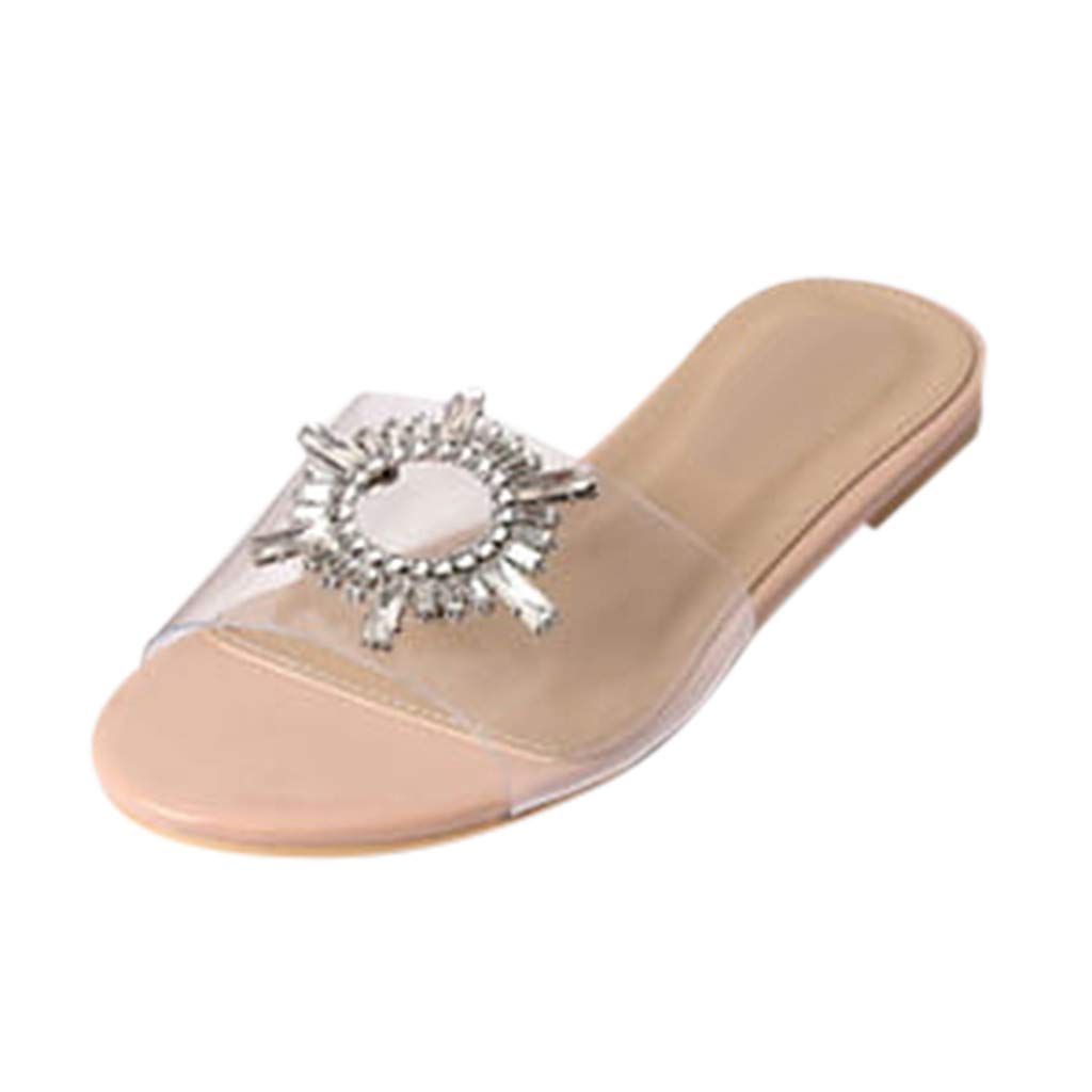 Women's Non-Slip Crystal Open Toe Sandals - Roman Style Flat Slippers with Arch Support for Beach, Casual Wear & Summer Walking