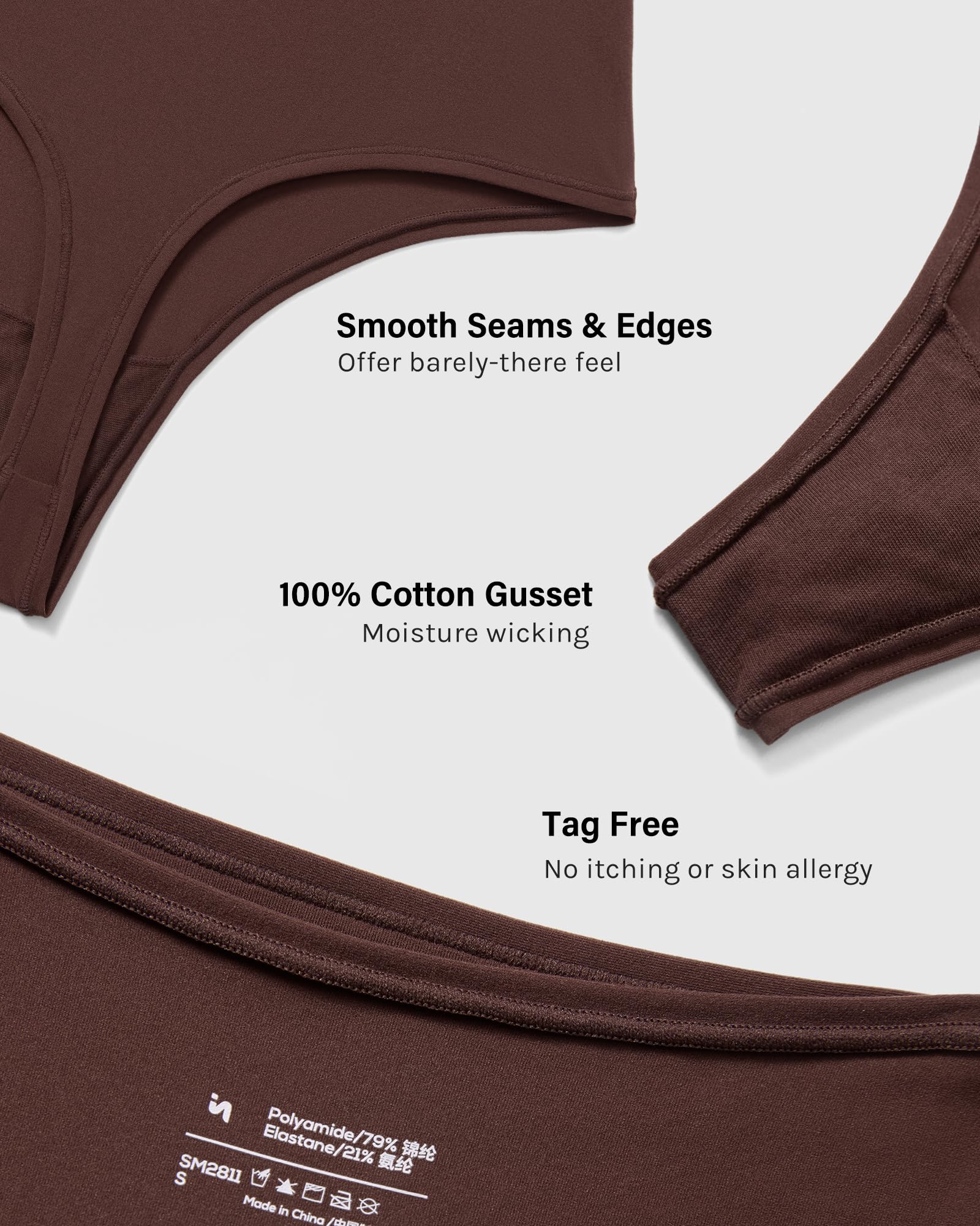 INLYRIC Women's High Waisted Thong Underwear - Ultra Soft No Show Panties 3 Pack, Seamless Stretch Comfort for Everyday Wear, Yoga & Lounge