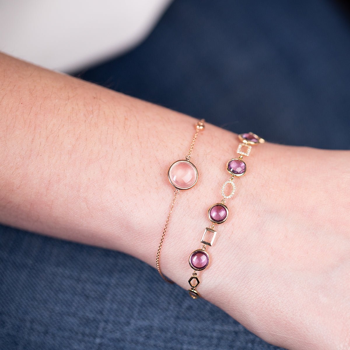 14k Rose Gold Rose Quartz and Diamond Infinity Bracelet - Elegant Heirloom Jewelry for Women, Perfect for Weddings, Anniversaries, and Special Occasions