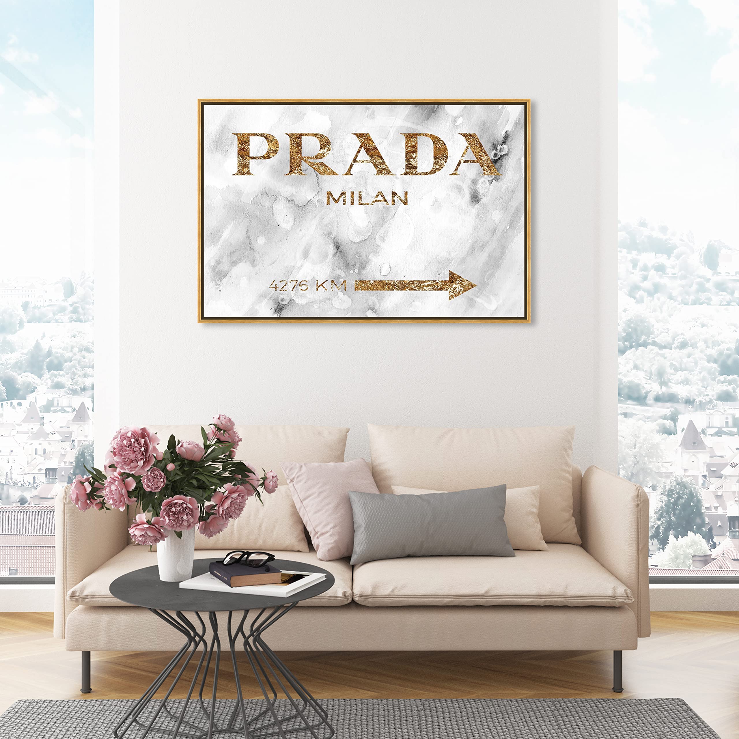 Oliver Gal Artist Co. Contemporary 30x45 Inch Milan Gold Framed Canvas Wall Art - Elegant Home Decor for Living Room, Bedroom & Office