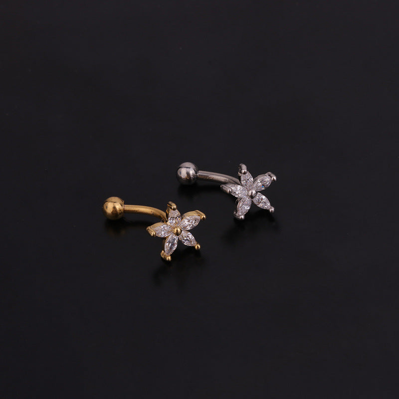16G Curved Barbell Rook Piercing - Surgical Steel Flower Design Body Jewelry for Ear Cartilage | Perfect for Daily Wear, Parties & Unique Style Statements