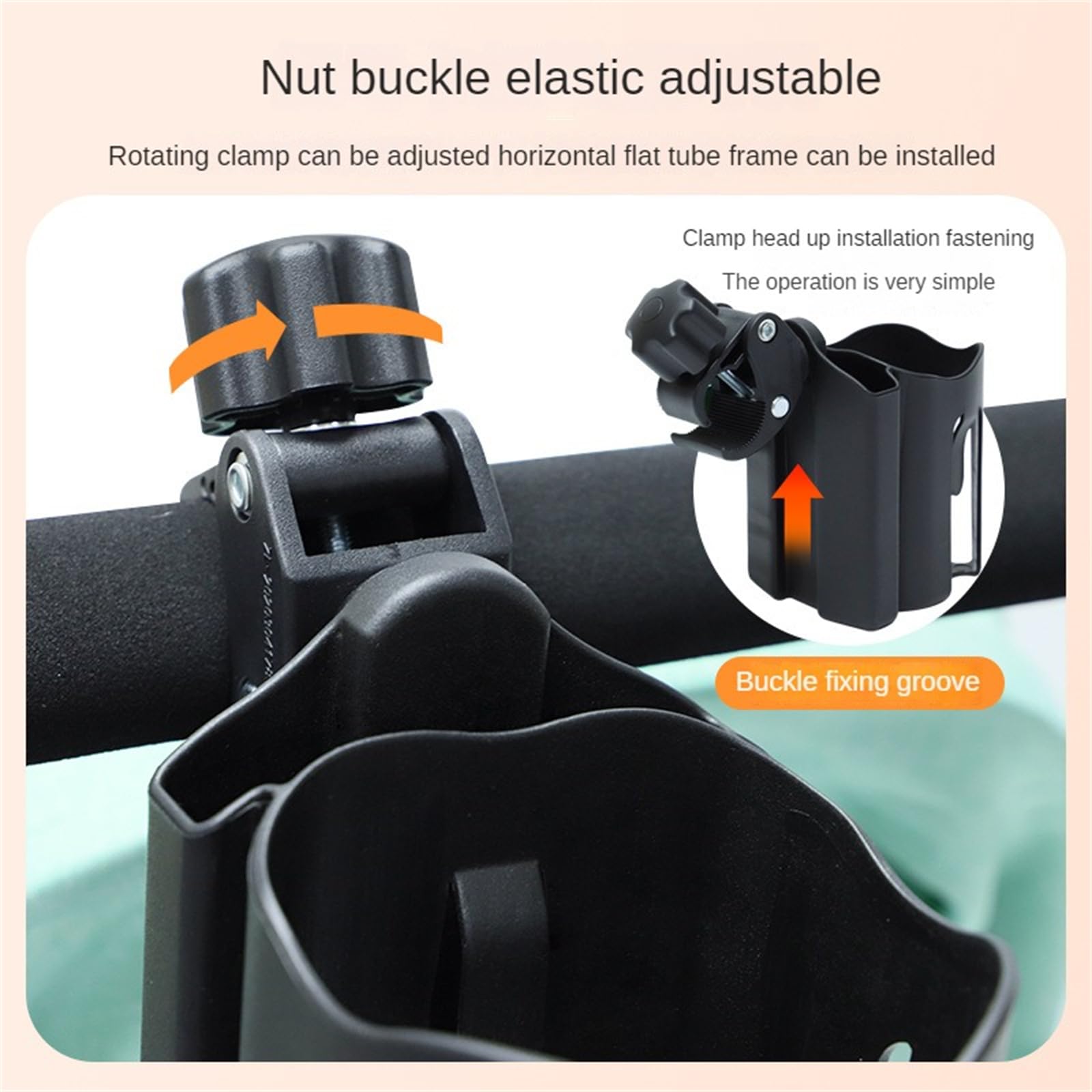 BAIMOQI 2 in 1 Universal Baby Stroller Cup Holder with Phone Holder - 360° Rotatable Milk Bottle Storage Rack, Stroller Accessory for Feeding & Shopping Convenience
