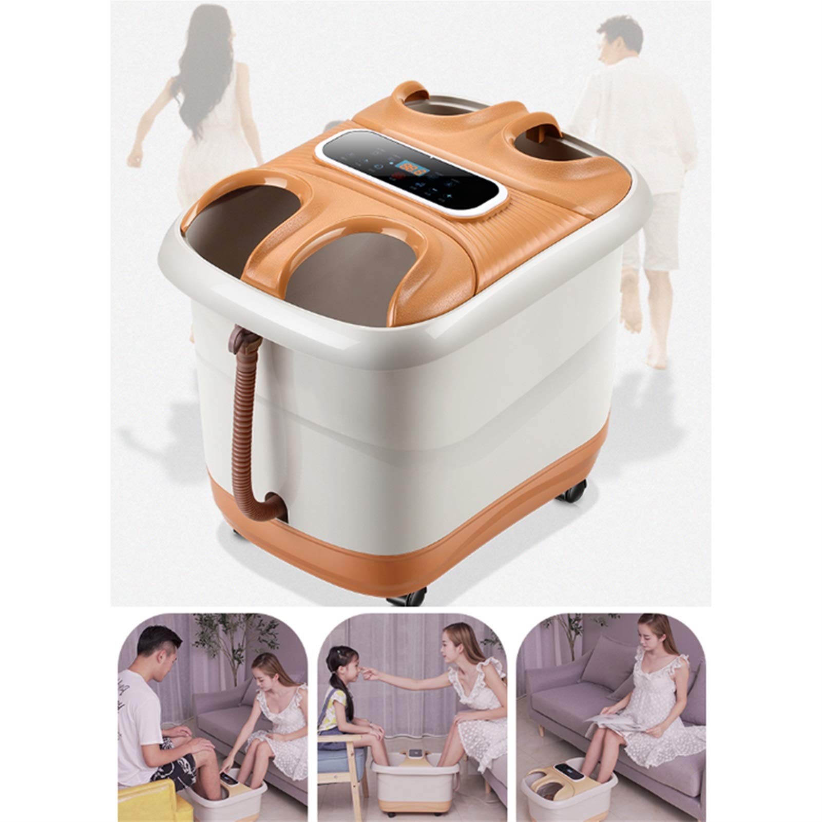 Automatic Heating Massage Foot Spa Tub - 3-in-1 Parent-Child Foot Bath with Temperature Control, 35 x 52 x 39cm (Yellow) - Perfect for Relaxation, Family Bonding & Home Spa Therapy