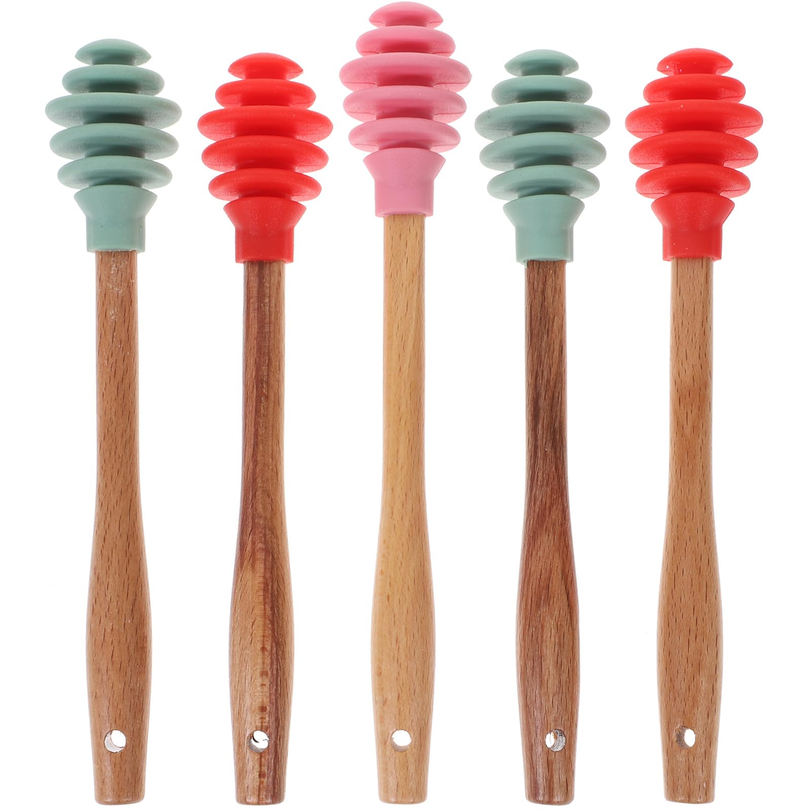 5pcs Silicone Honey Sticks - Non-Stick Honey Spoon & Dipper Set, Reusable Honey Comb Sticks, Honey Wand & Server for Tea, Charcuterie Boards, Cheese Platters & Breakfast - Perfect for Drizzling, Serving & Decorating