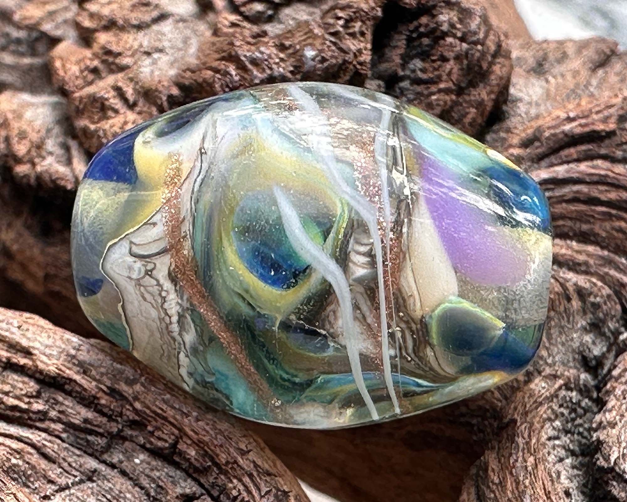 Handmade Pacific Blue Swirl Lampwork Glass Focal Bead - SRA Certified for Jewelry Making, DIY Crafts, Necklace & Bracelet Designs