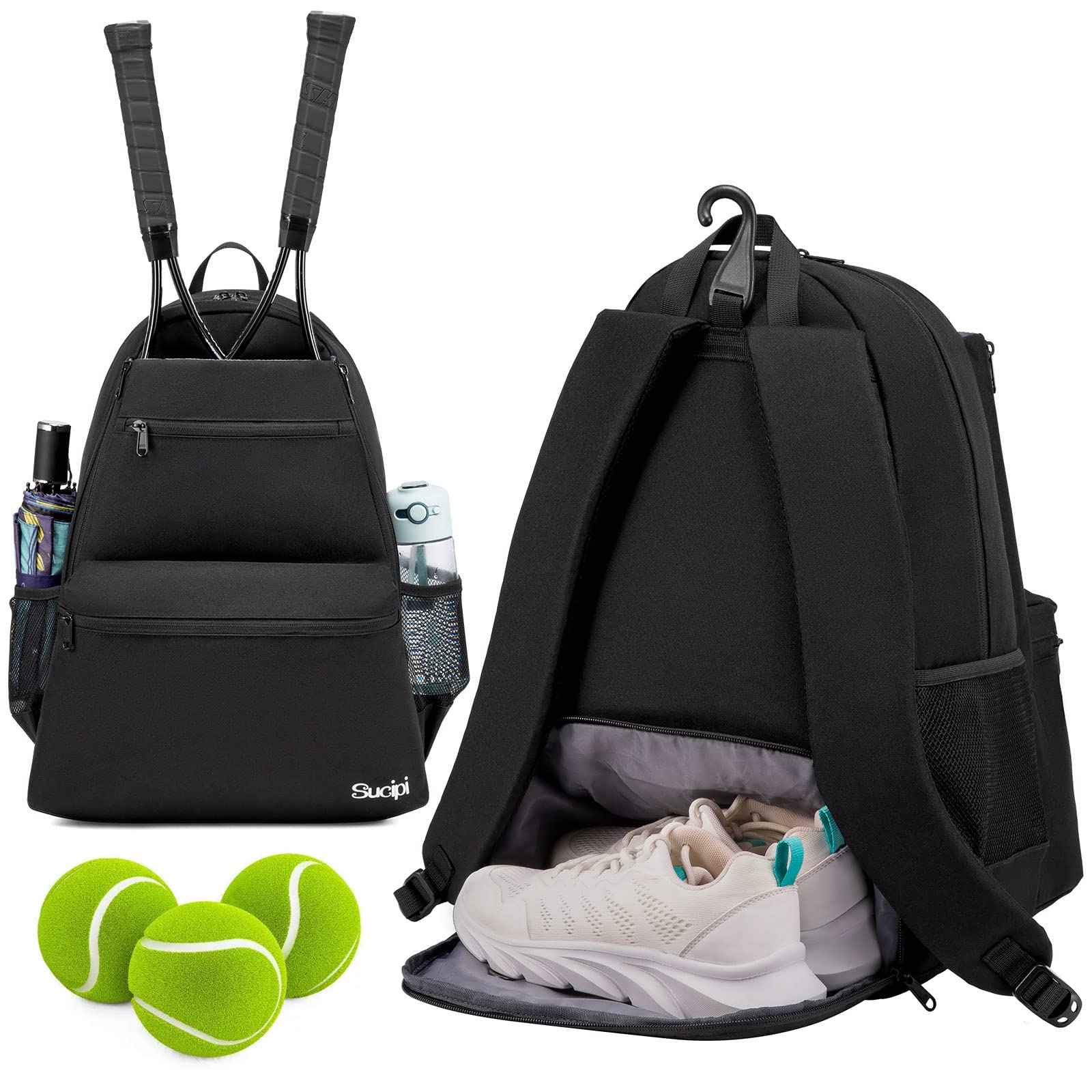 Premium Tennis Backpack for Men & Women - Professional Racket Bag Holds 2 Tennis Rackets with Ventilated Shoe Compartment | Ideal for Tennis Matches, Training & Travel