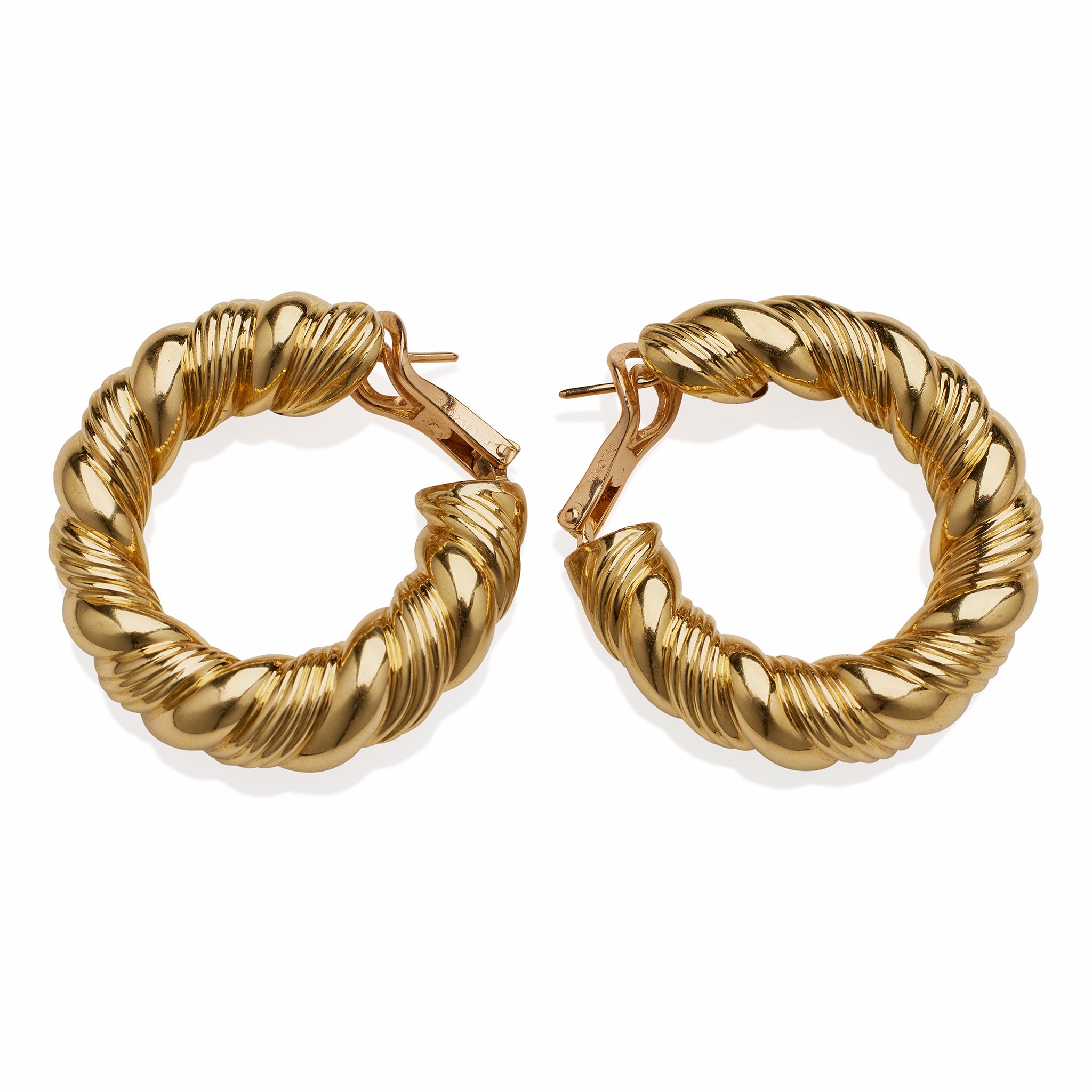 Van Cleef & Arpels Paris 18K Gold Twisted Hoop Earrings for Women - Luxury French Designer Jewelry for Parties, Weddings & Special Occasions