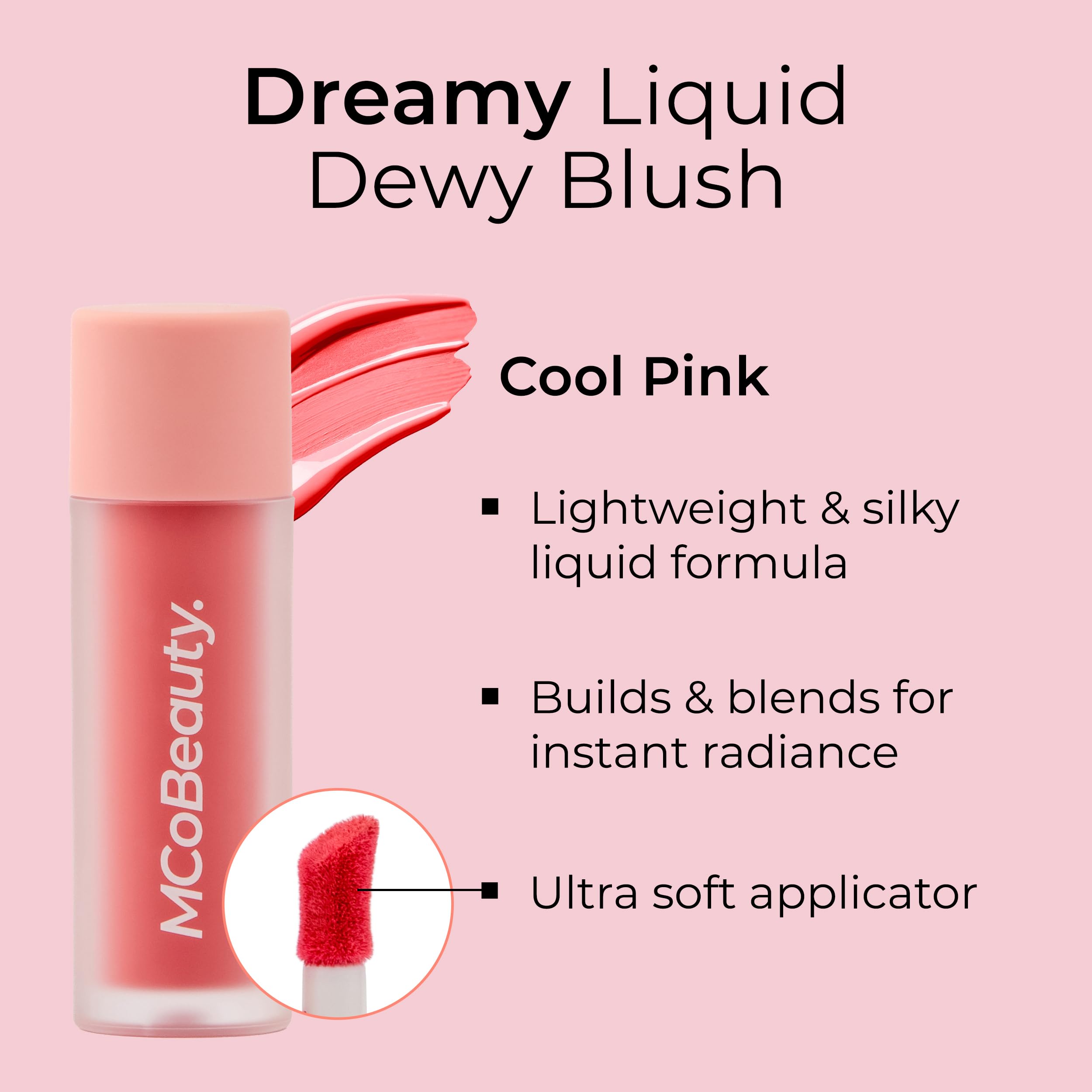 MCoBeauty Dream Liquid Dewy Blush - Cool Pink | Vegan & Cruelty-Free Cheek Tint for Fresh, Glowing Makeup | Perfect for Daytime Wear & Natural Looks