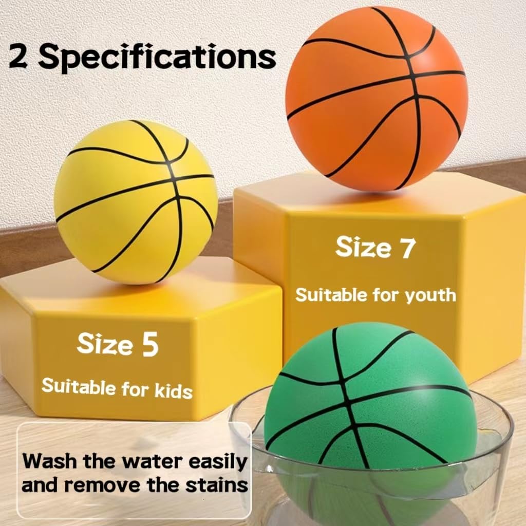 2024 Official Silent Basketball - High Density Mute Training Ball for Indoor/Outdoor Use | Size 5 (25.5