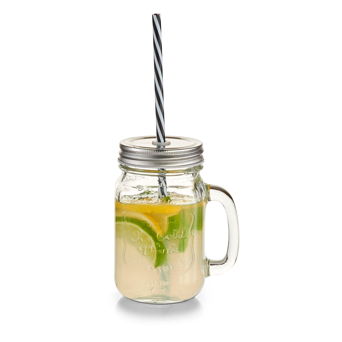 Premium Drinking Jar Set with Handle - Glass, Metal & Wood Gift Box - Perfect for Iced Tea, Lemonade & Outdoor Picnics