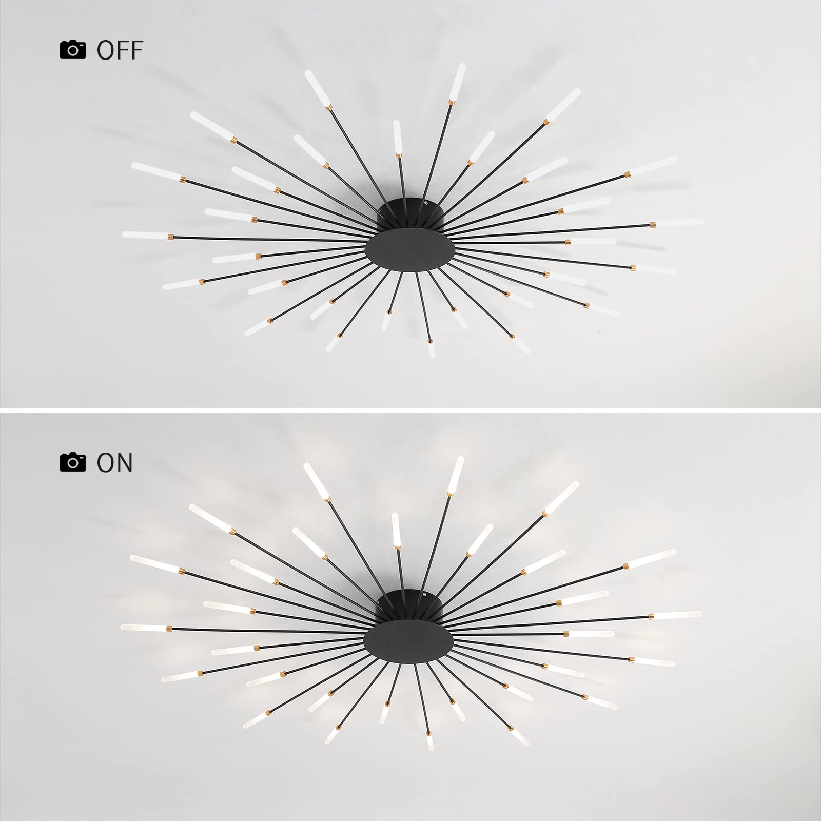 Modern LED Flush Mount Ceiling Light Fixture - Slim Design for Bedroom, Dining Room & Living Room - Close to Ceiling Lamp - Energy Efficient Lighting - Perfect for Modern Homes & Apartments (Black, 30 Inch)