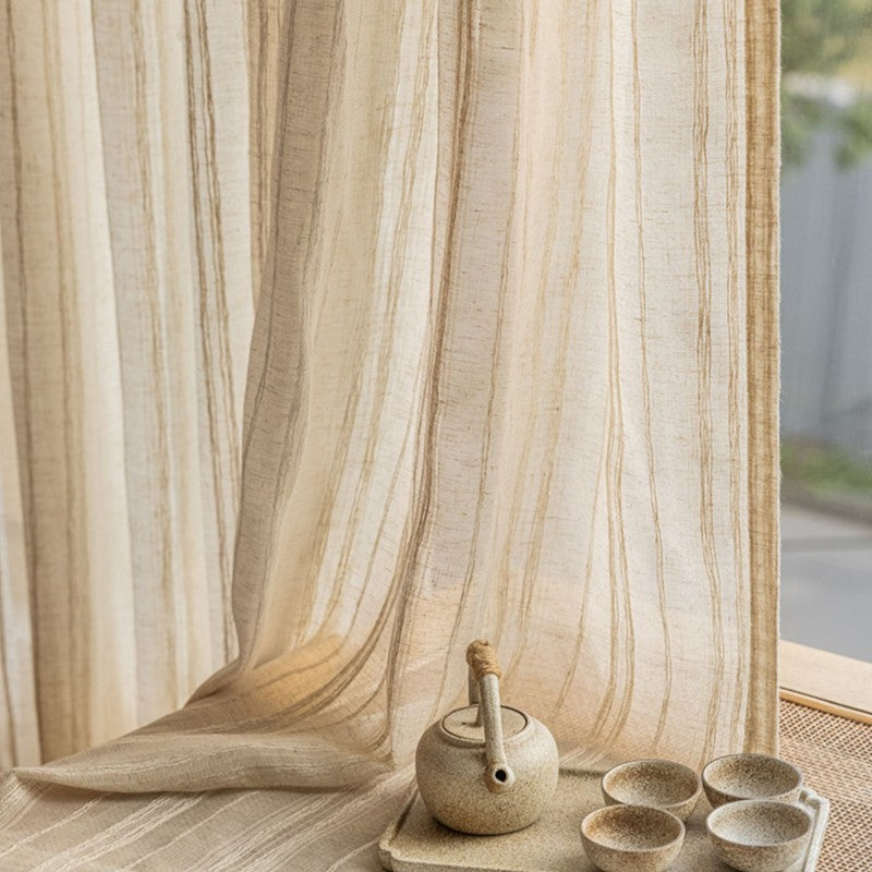 Blair Eco-Friendly Japandi Style Linen Sheer Privacy Curtains - Light Filtering Window Treatment for Living Room, Bedroom & Office