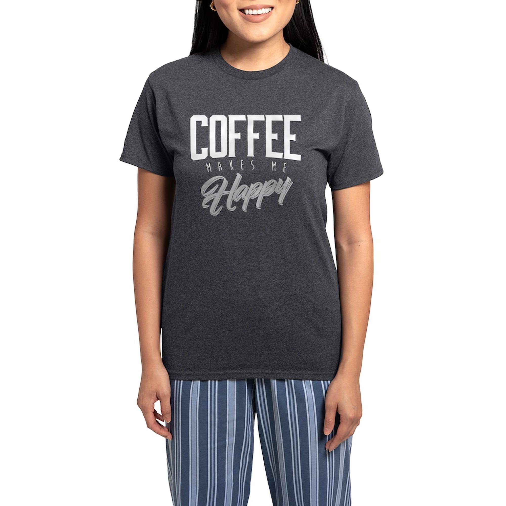 Women's Charcoal Novelty Pajama Set - 'Coffee Makes Me Happy' Sleepwear for Women | Cozy Lounge & Sleepwear for Coffee Lovers