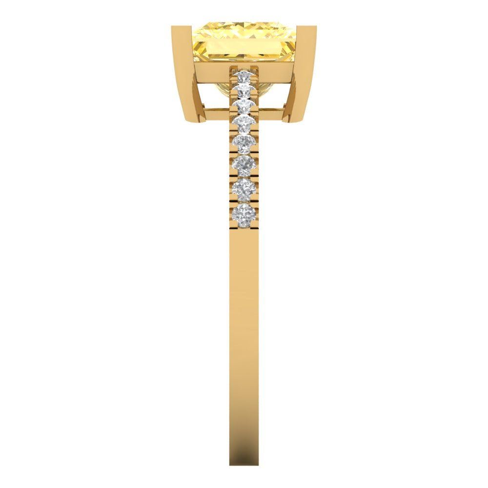 Clara Pucci 1.66ct Princess Cut Genuine Yellow Simulated Diamond Solitaire Ring 18K Yellow Gold for Engagement, Promise, Anniversary, Bridal, and Special Occasions