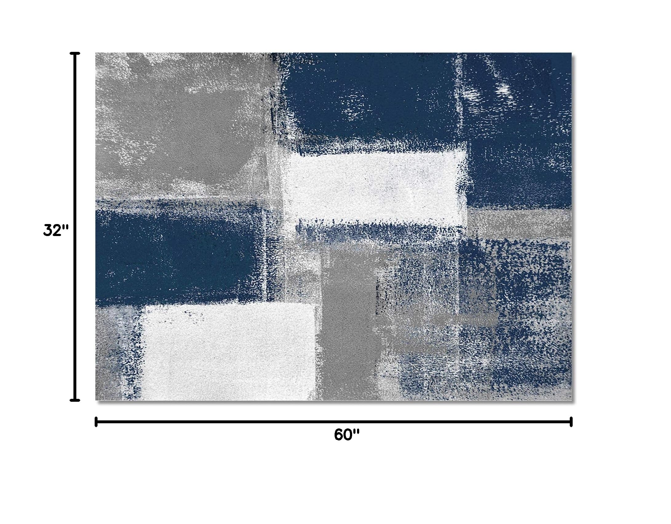 Navy Blue Modern Abstract Area Rug 2'8