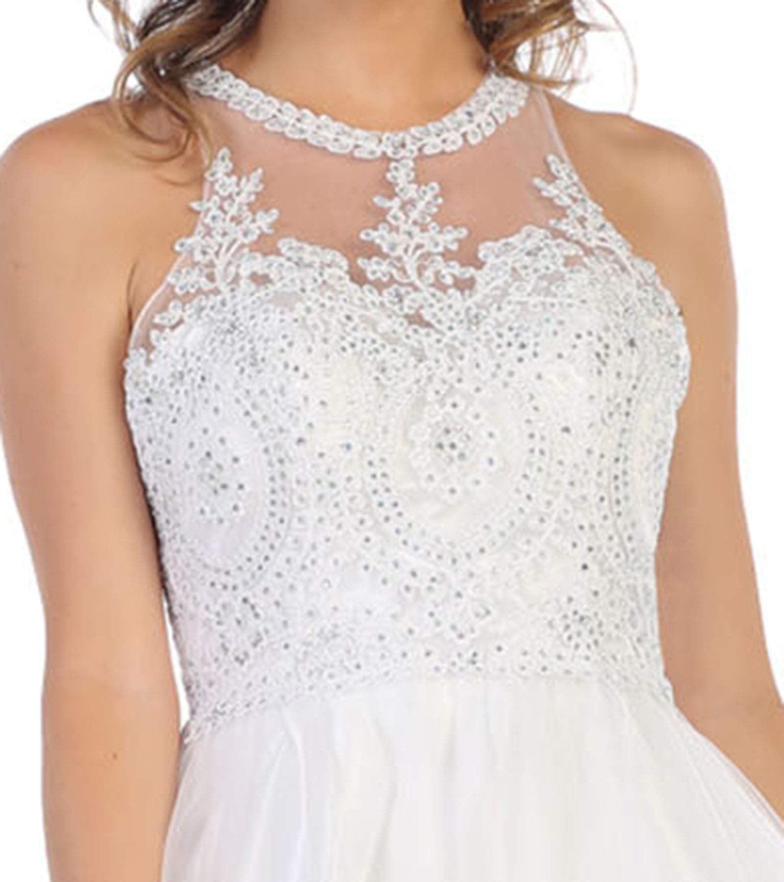FDS1643 Elegant Semi-Formal Homecoming Dress for Teens - White, Size 16 - Perfect for School Dances, Prom, and Special Occasions