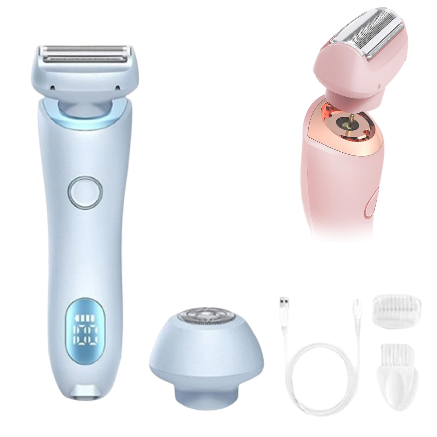 Silkbabe On The Go Lady Shaver - Portable 2-in-1 Electric Shaver & Epilator for Women, Wet/Dry Trimmer with Blue Design | Perfect for Travel, Gym & Quick Touch-Ups