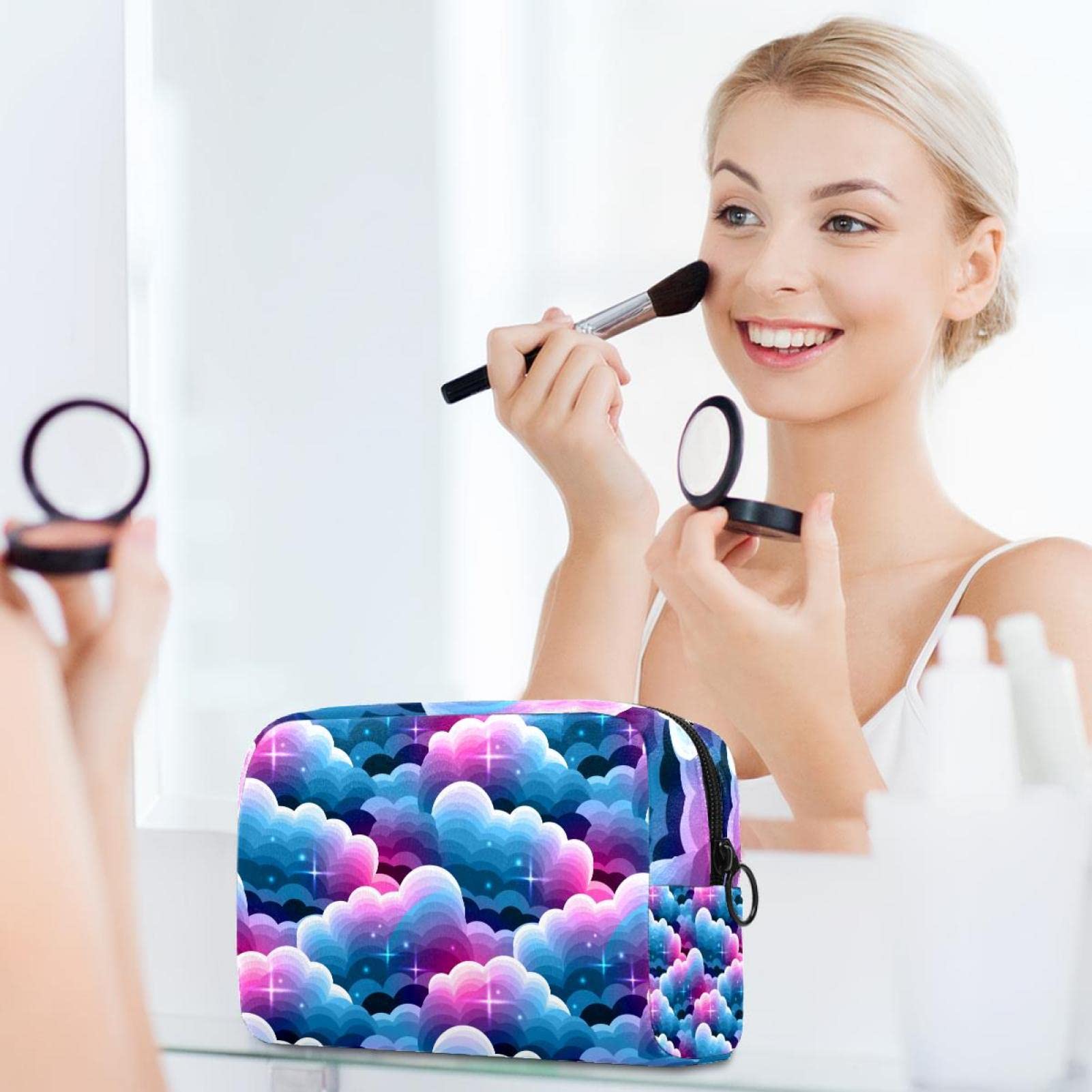 Large Cosmetic Bag for Women - Purple Clouds Travel Makeup Pouch | Perfect for Toiletries & Organizing