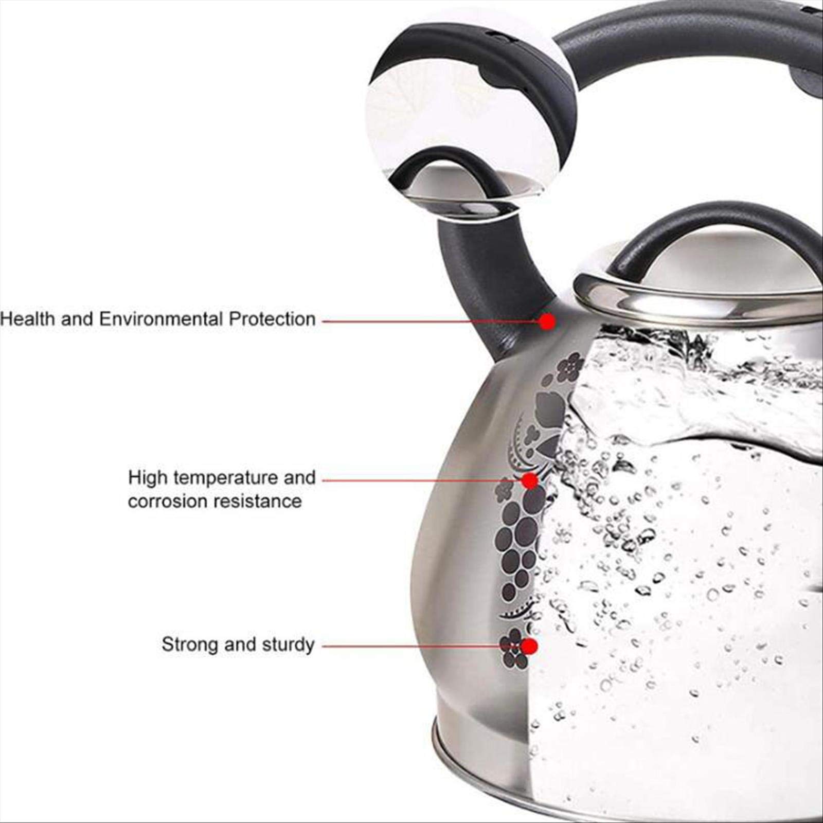3L Stainless Steel Whistling Tea Kettle - Induction & Gas Stove Compatible - Camping Kettle with Anti-Scald Handle & Color Options - Perfect for Outdoor Adventures, Home Kitchen & Tea Brewing